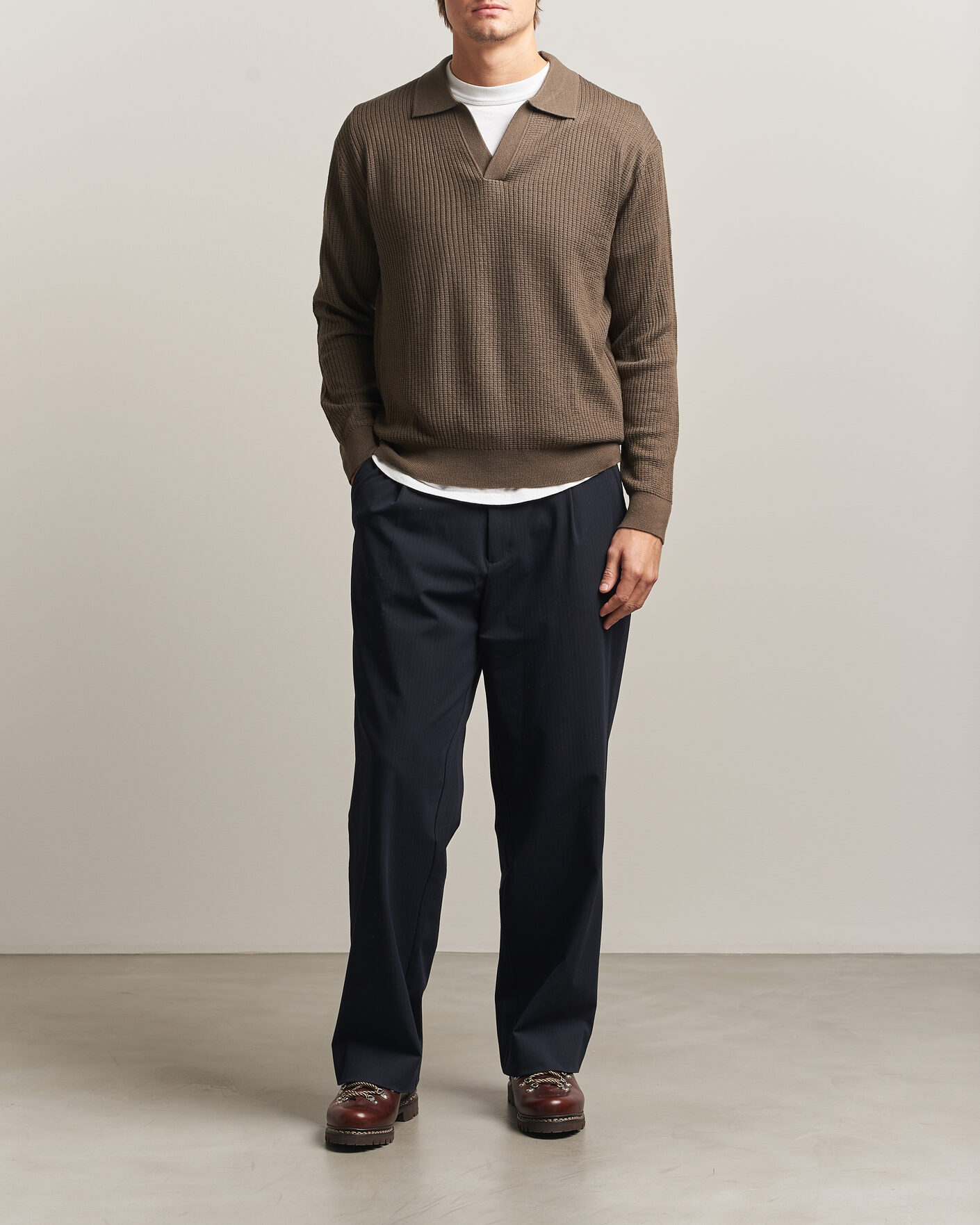 Herren | Pullover | NN07 | Nate Wool Knitted Polo Mable Husk