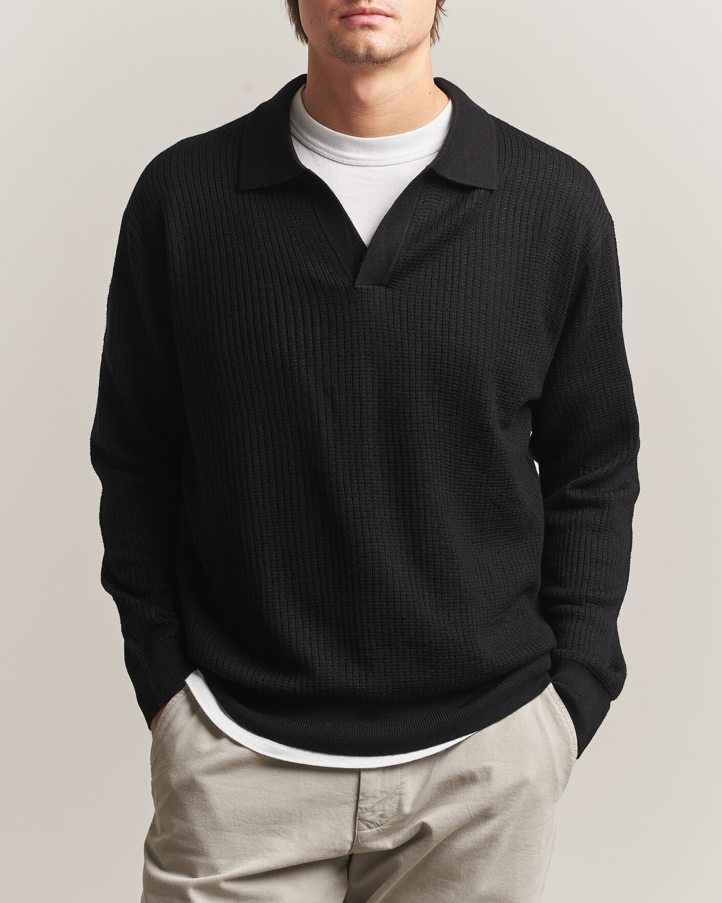 Herren | Pullover | NN07 | Nate Wool Knitted Polo Black