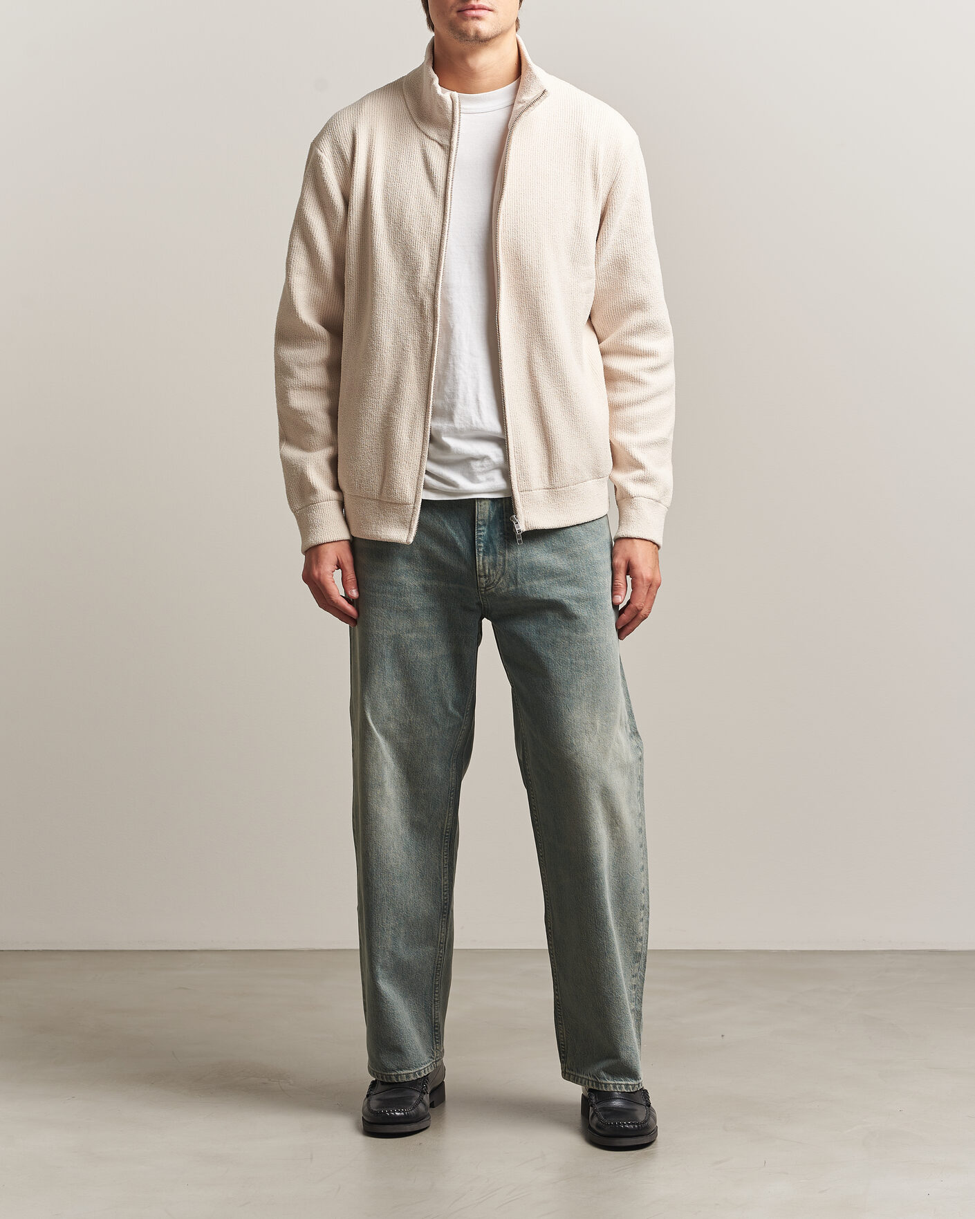 Herren | Pullover | NN07 | Danny Rib Knitted Full Zip Ivory