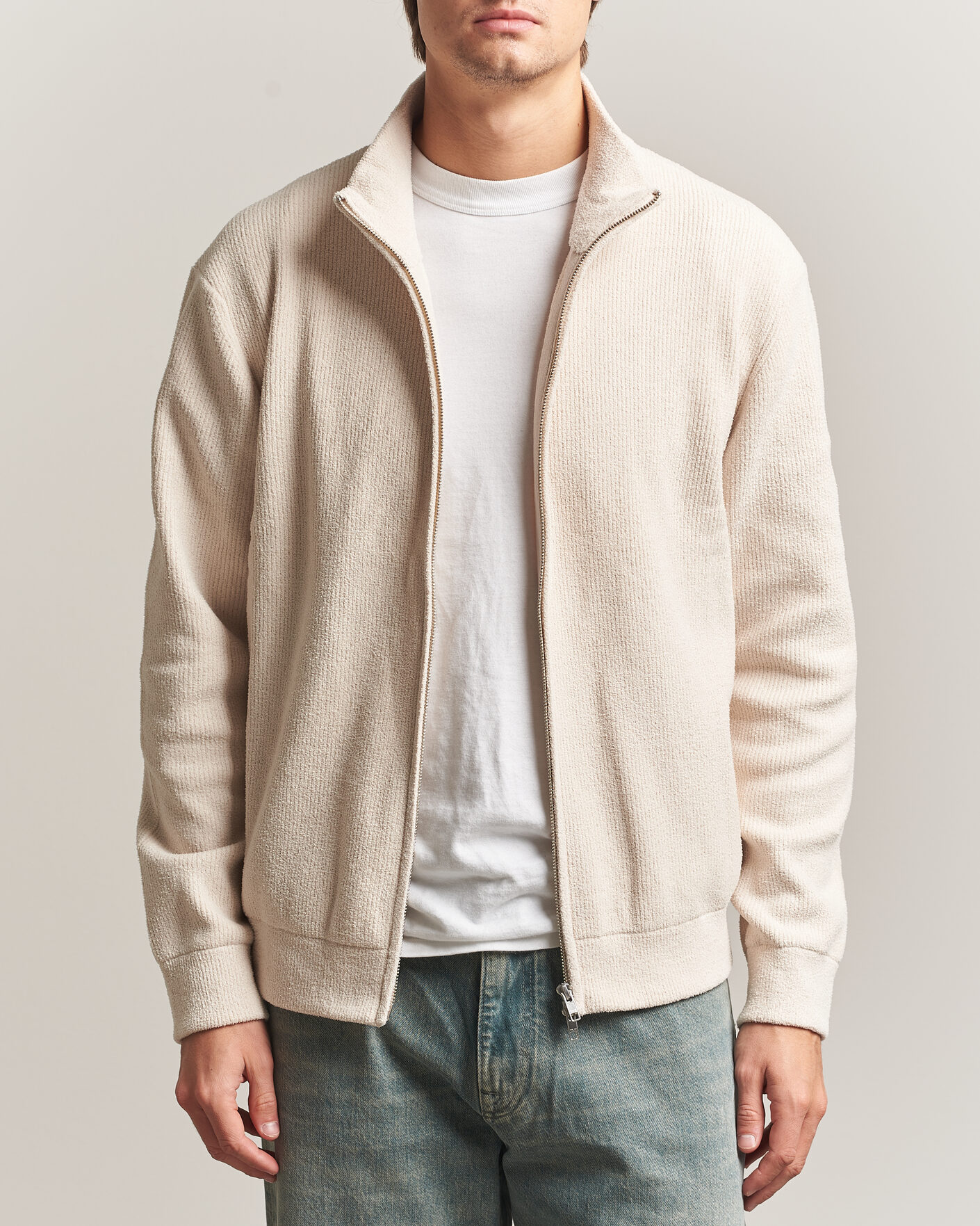 Herren | Pullover | NN07 | Danny Rib Knitted Full Zip Ivory