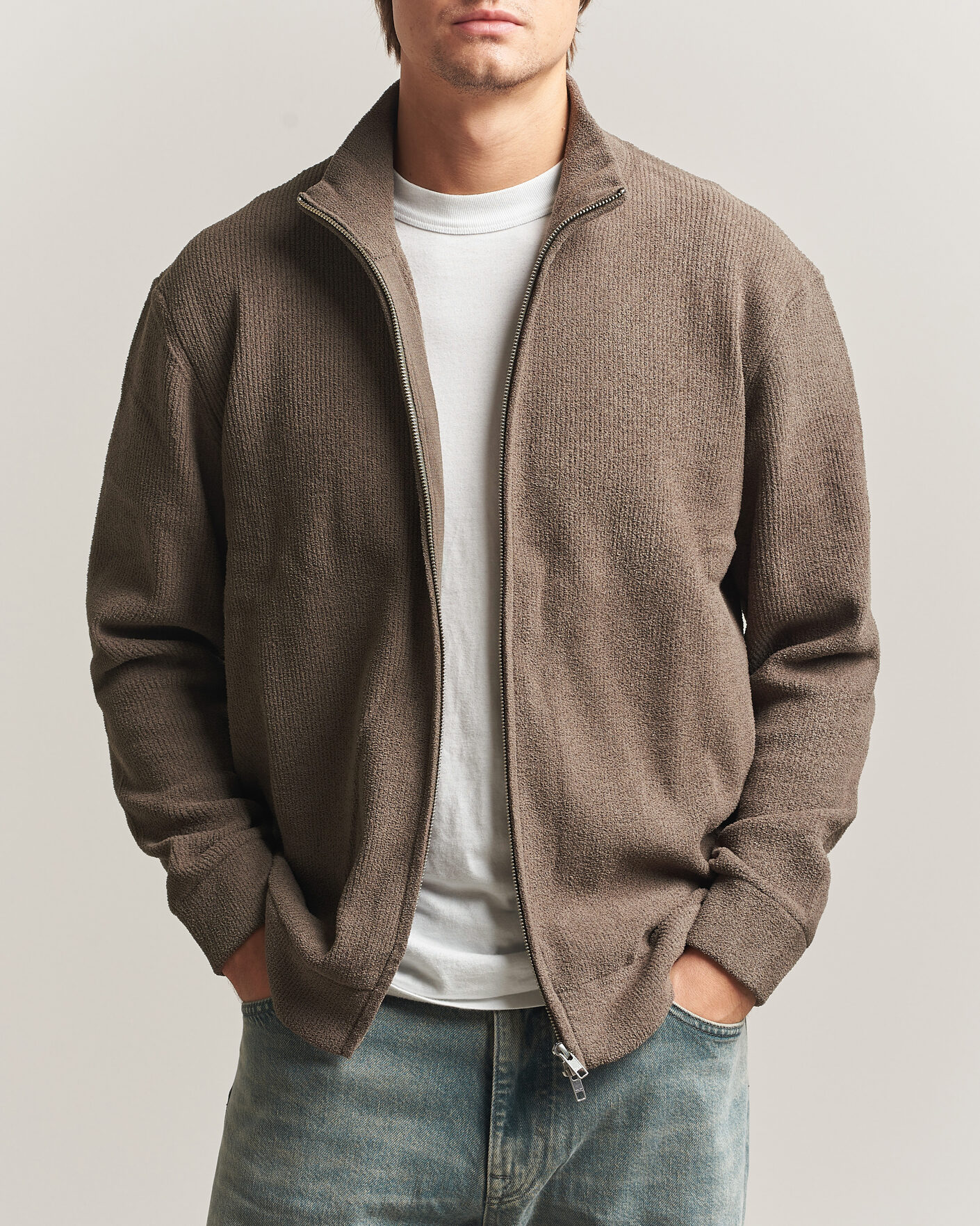 Herren | Pullover | NN07 | Danny Rib Knitted Full Zip Mable Husk