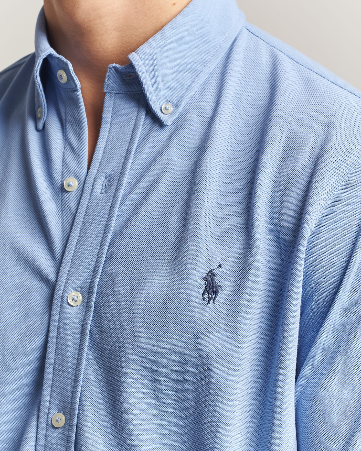 Herren | Poloshirts | Polo Ralph Lauren | Featherweight Mesh Shirt Dress Shirt Blue