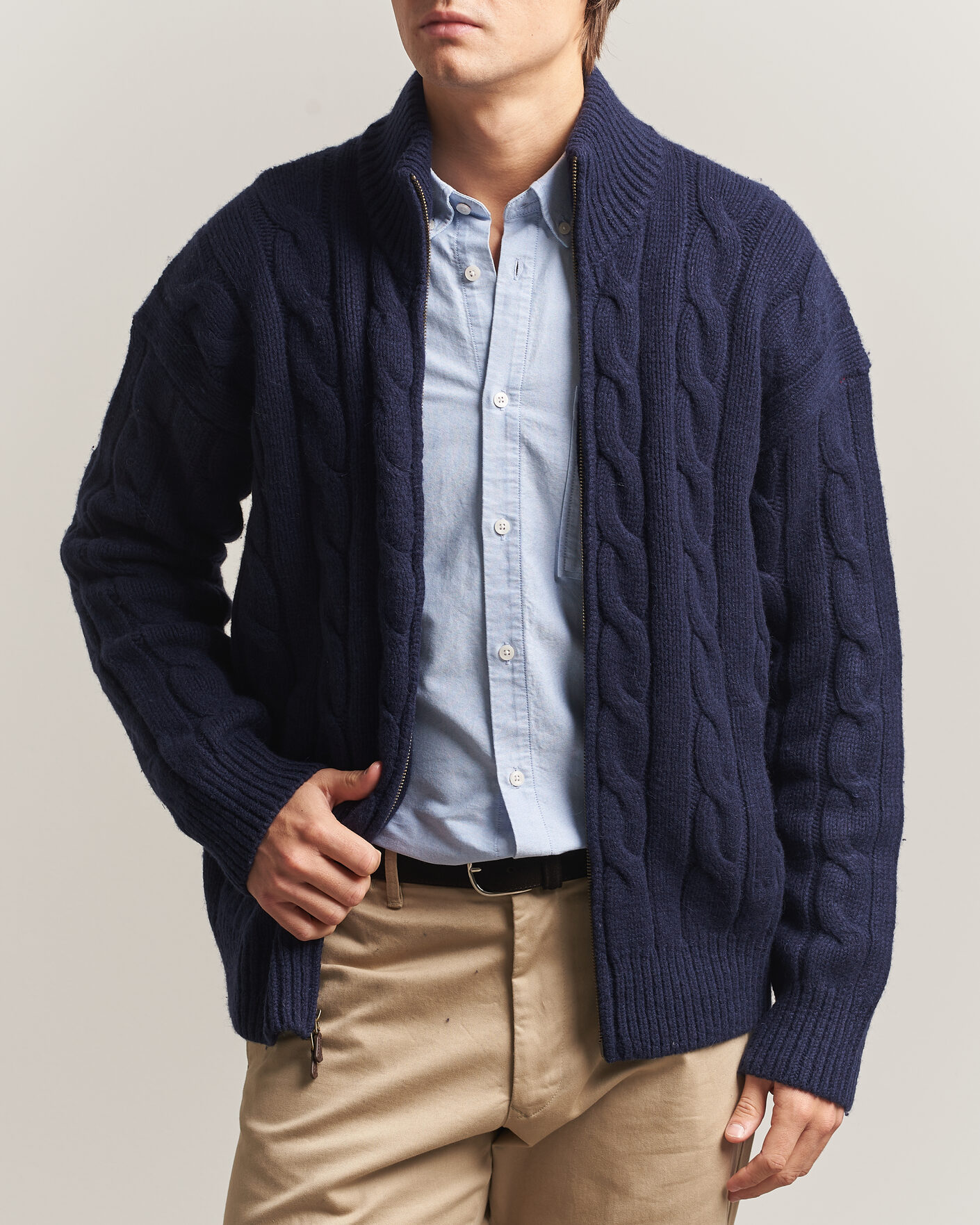 Herren | Pullover | Polo Ralph Lauren | Wool/Alpaca Cable Full-Zip Hunter Navy