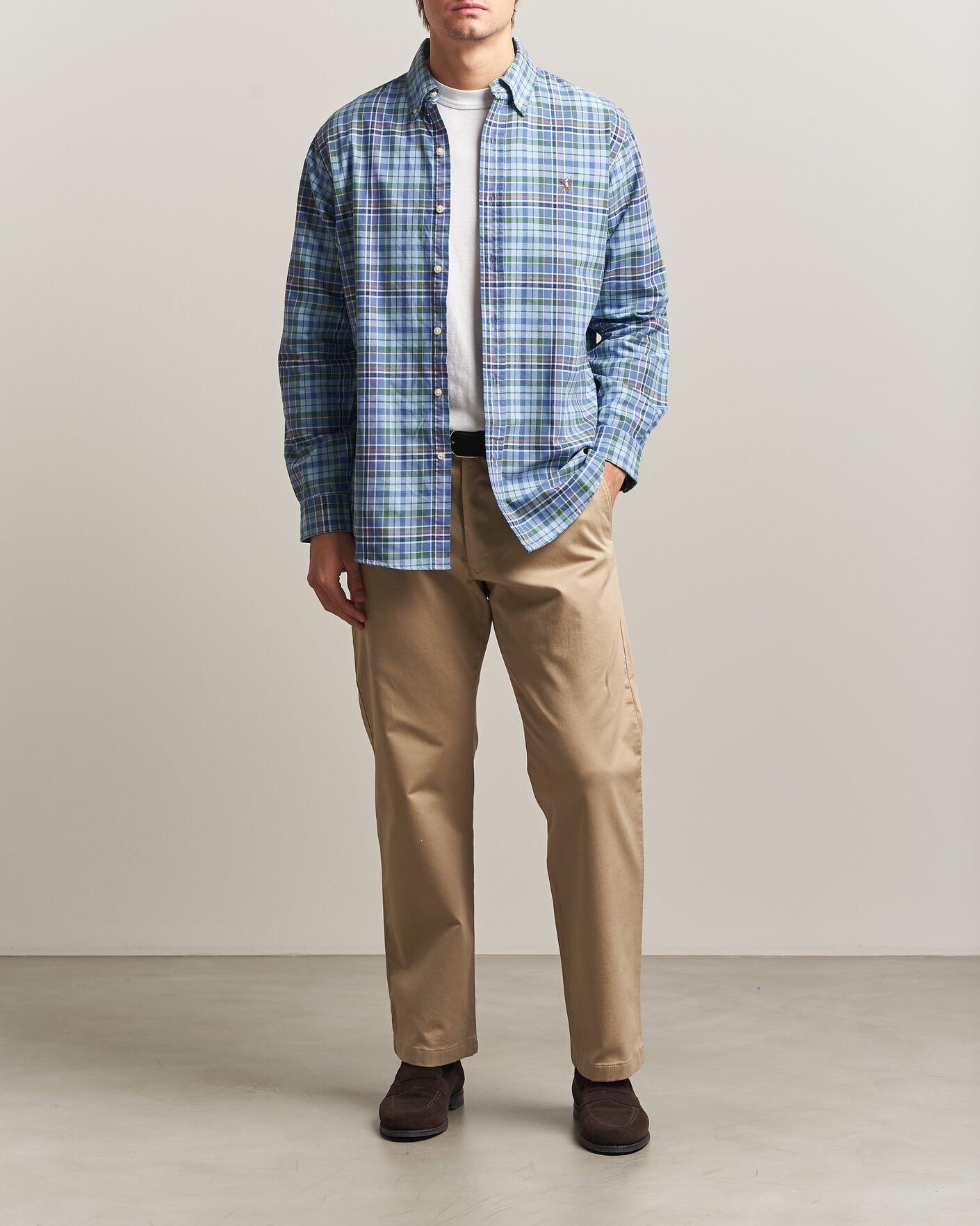 Herren | Hemden | Polo Ralph Lauren | Custom Slim Fit Check Oxford Shirt Blue Dusty/Green