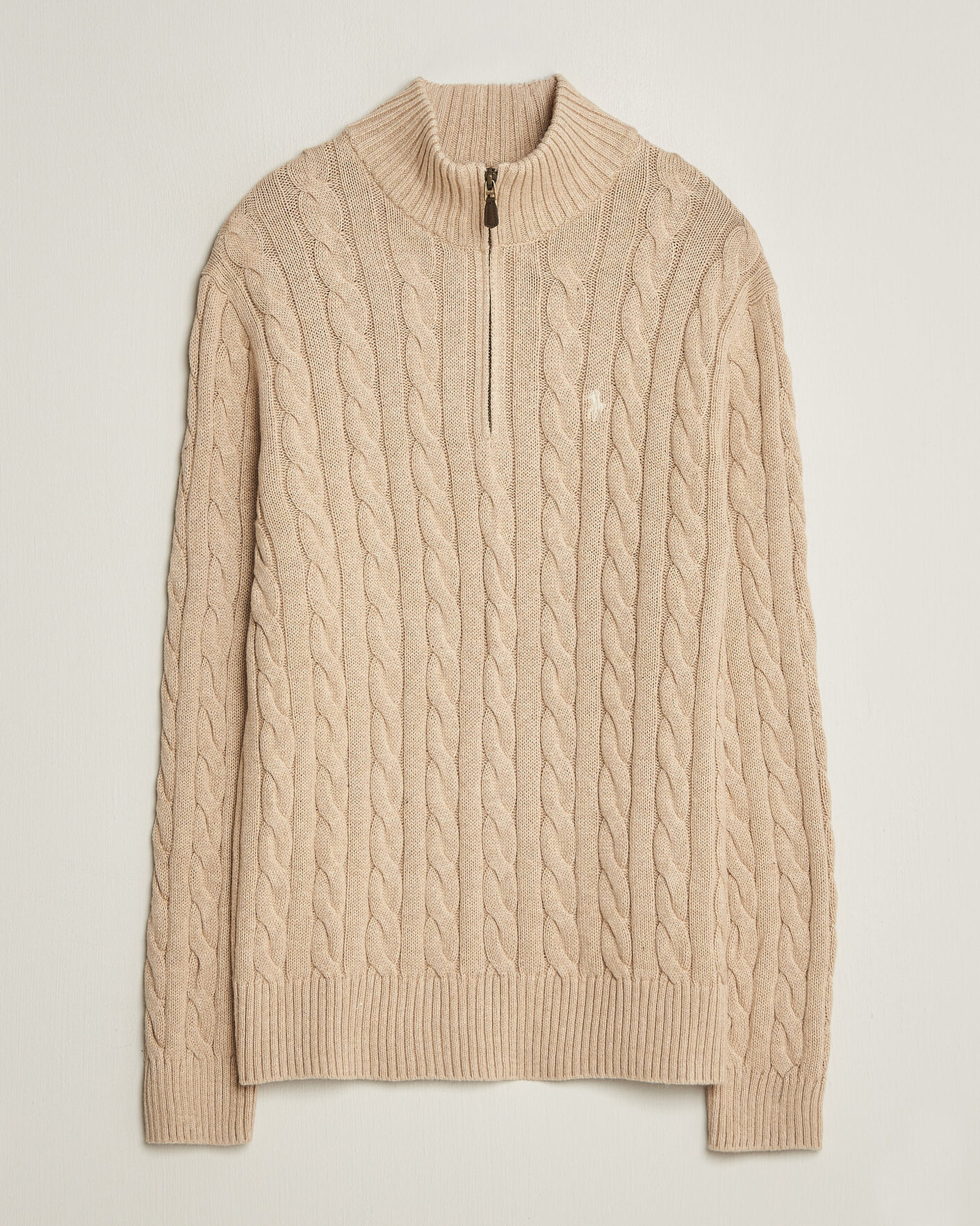 Herren | Pullover | Polo Ralph Lauren | Cotton Cable Half Zip Brown Heather