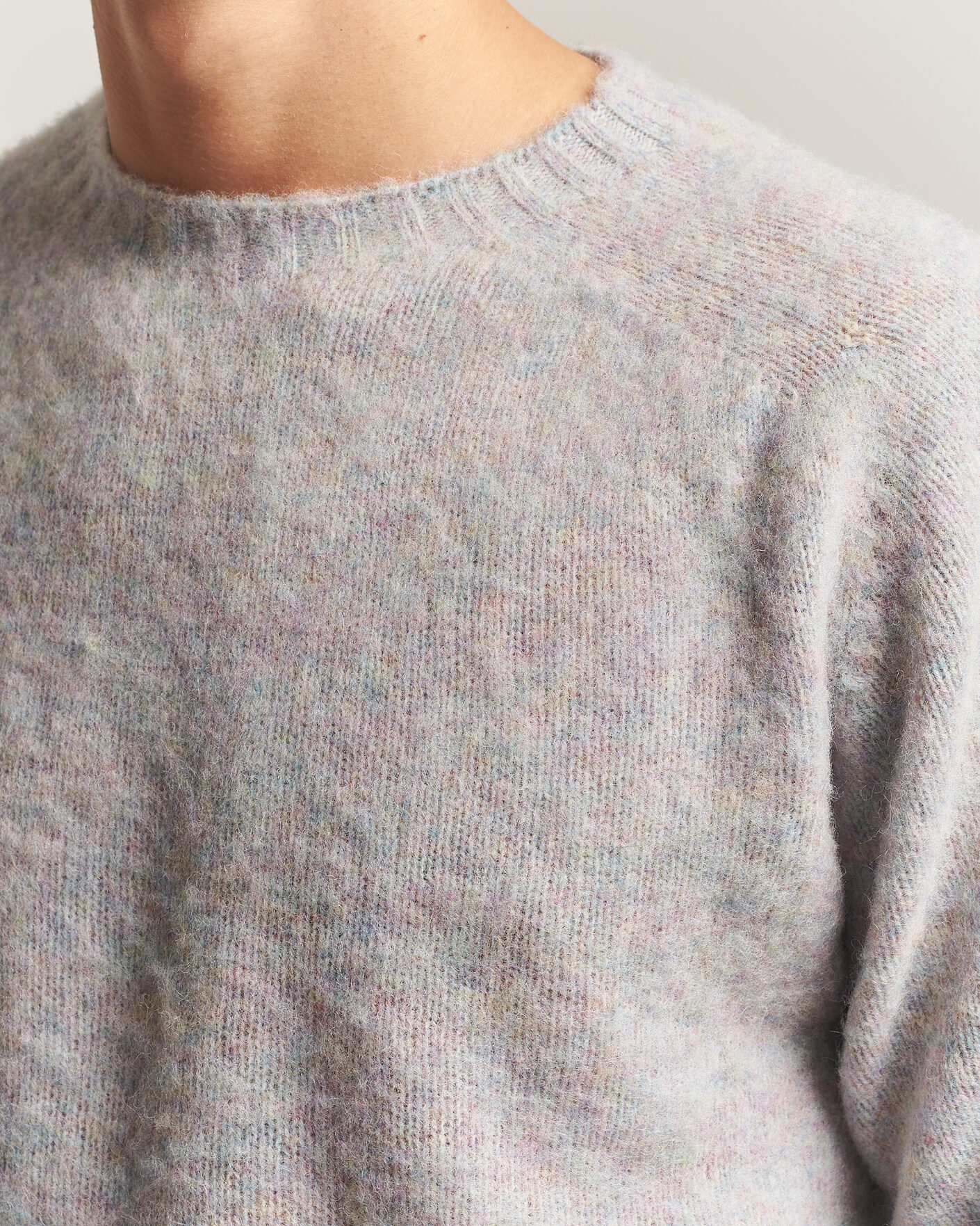 Herren | Pullover | Harley Of Scotland | Brushed Supersoft Lambswool Crewneck Aurora