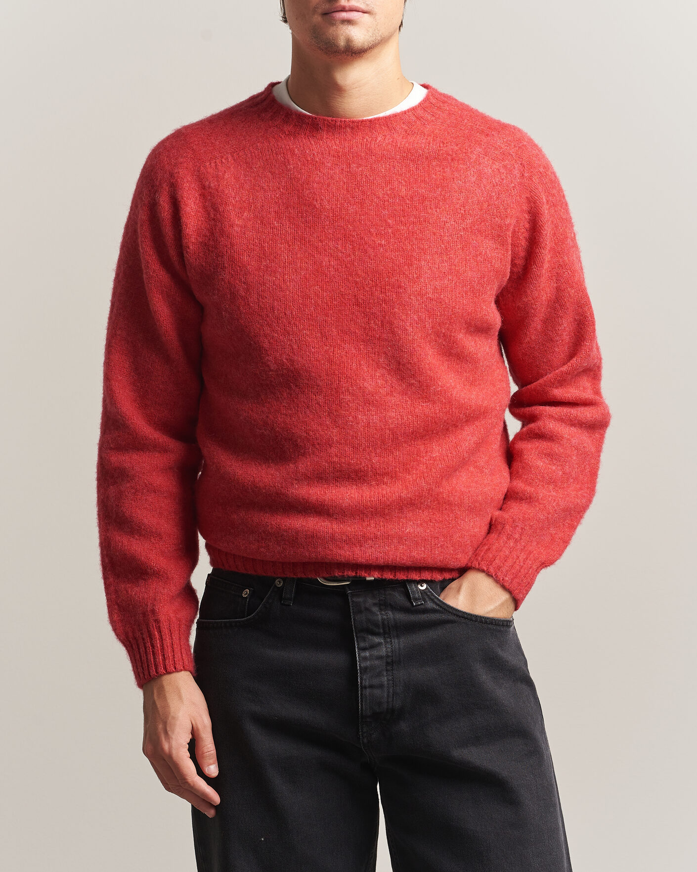 Herren | Pullover | Harley Of Scotland | Brushed Supersoft Lambswool Crewneck Damask
