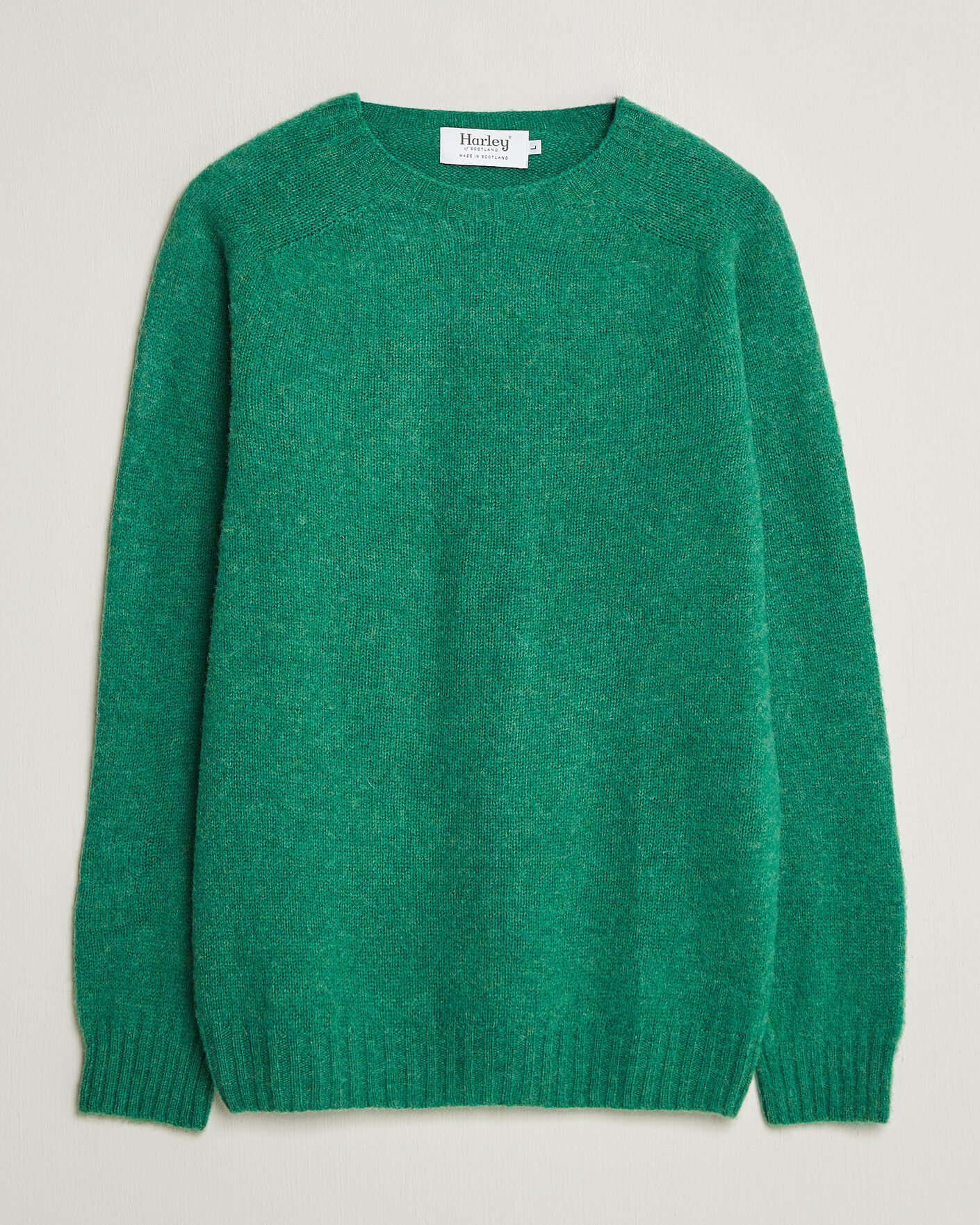 Herren | Pullover | Harley Of Scotland | Brushed Supersoft Lambswool Crewneck Evergreen