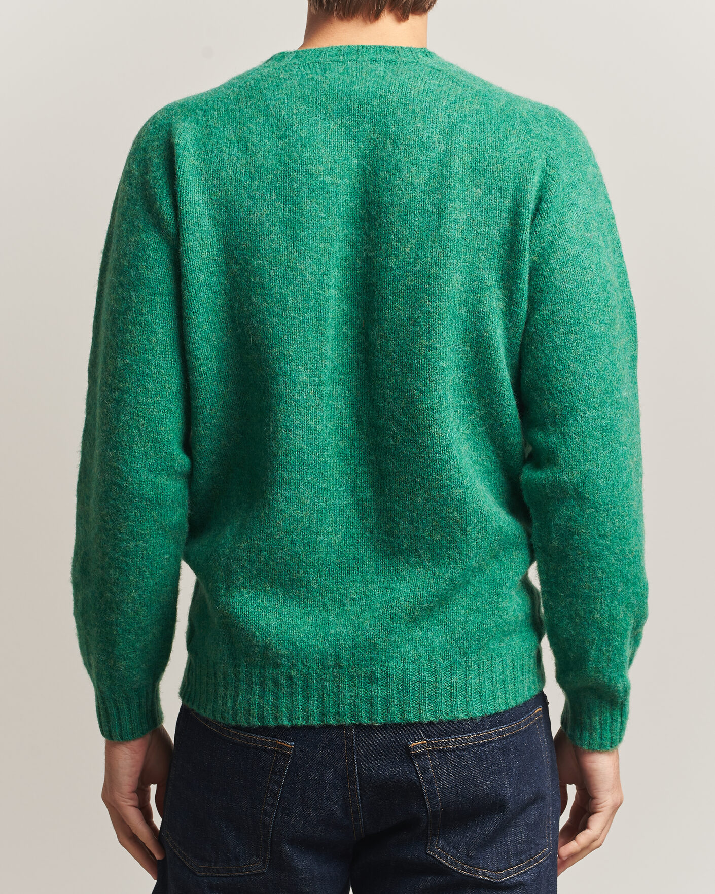 Herren | Pullover | Harley Of Scotland | Brushed Supersoft Lambswool Crewneck Evergreen