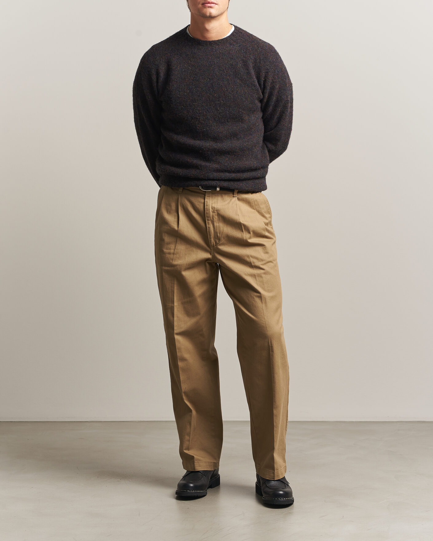Herren | Pullover | Harley Of Scotland | Brushed Supersoft Lambswool Crewneck Volcano