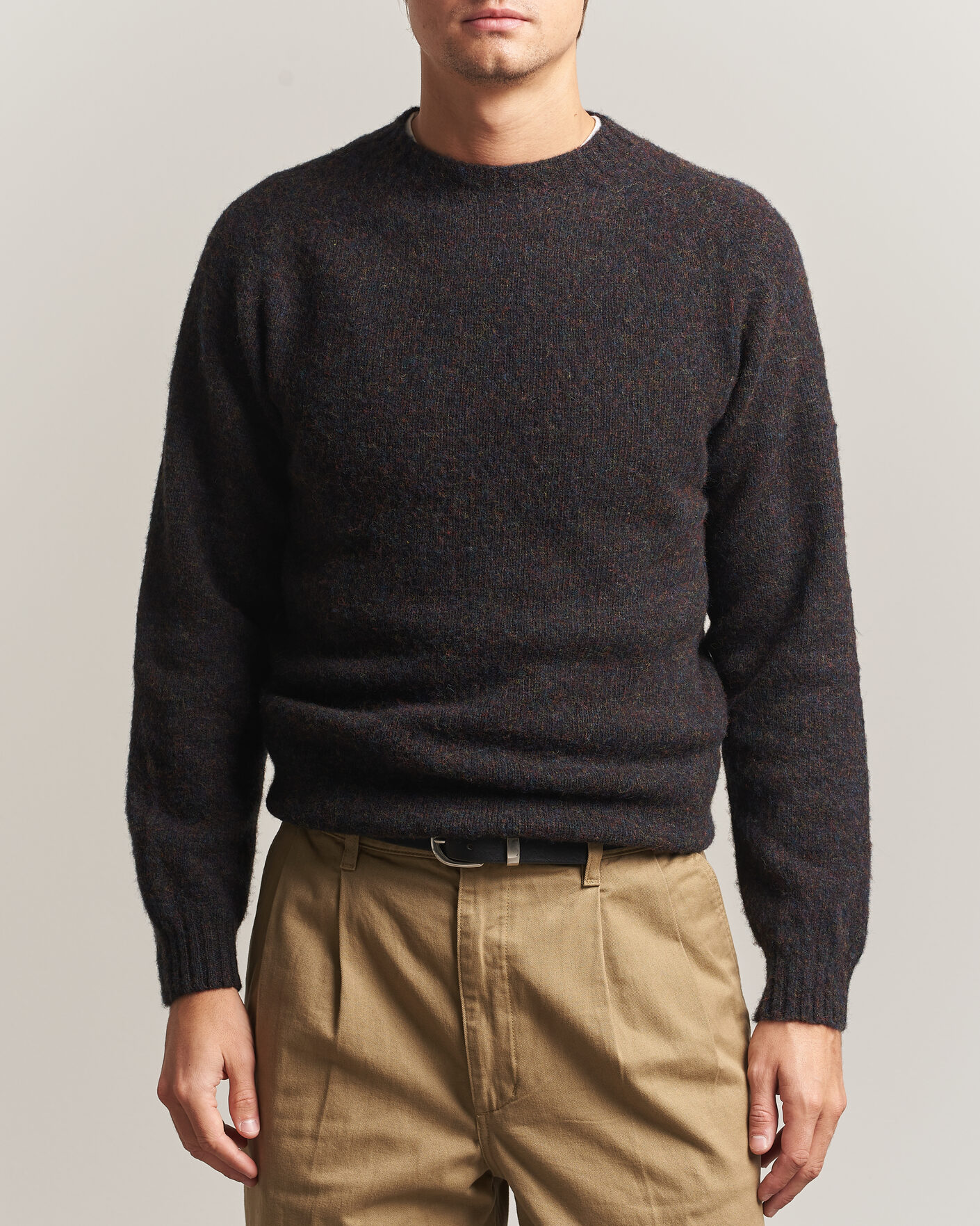 Herren | Pullover | Harley Of Scotland | Brushed Supersoft Lambswool Crewneck Volcano