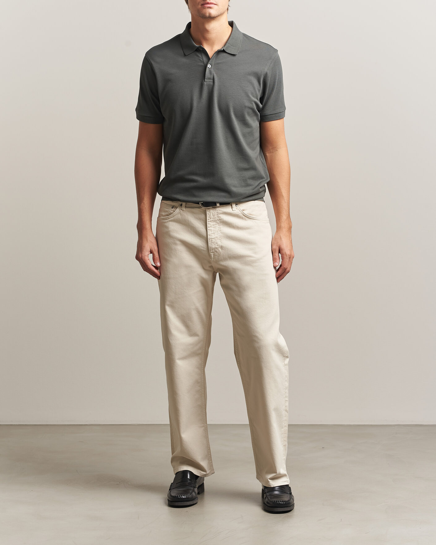 Herren | Poloshirts | Sunspel | Short Sleeve Pique Polo Slate Green