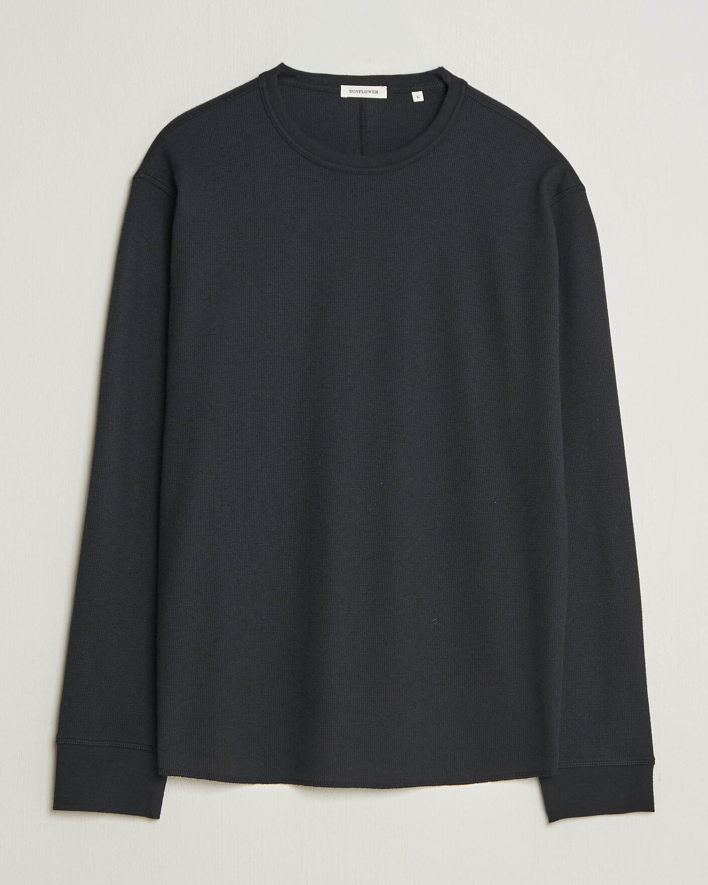 Herren | T-Shirts | Sunflower | Wool Waffle Long Sleeve T-Shirt Black