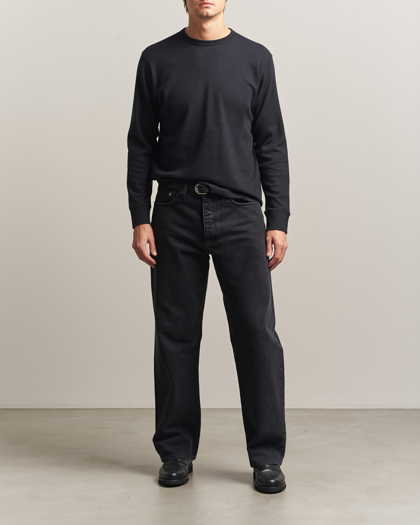 Herren | T-Shirts | Sunflower | Wool Waffle Long Sleeve T-Shirt Black