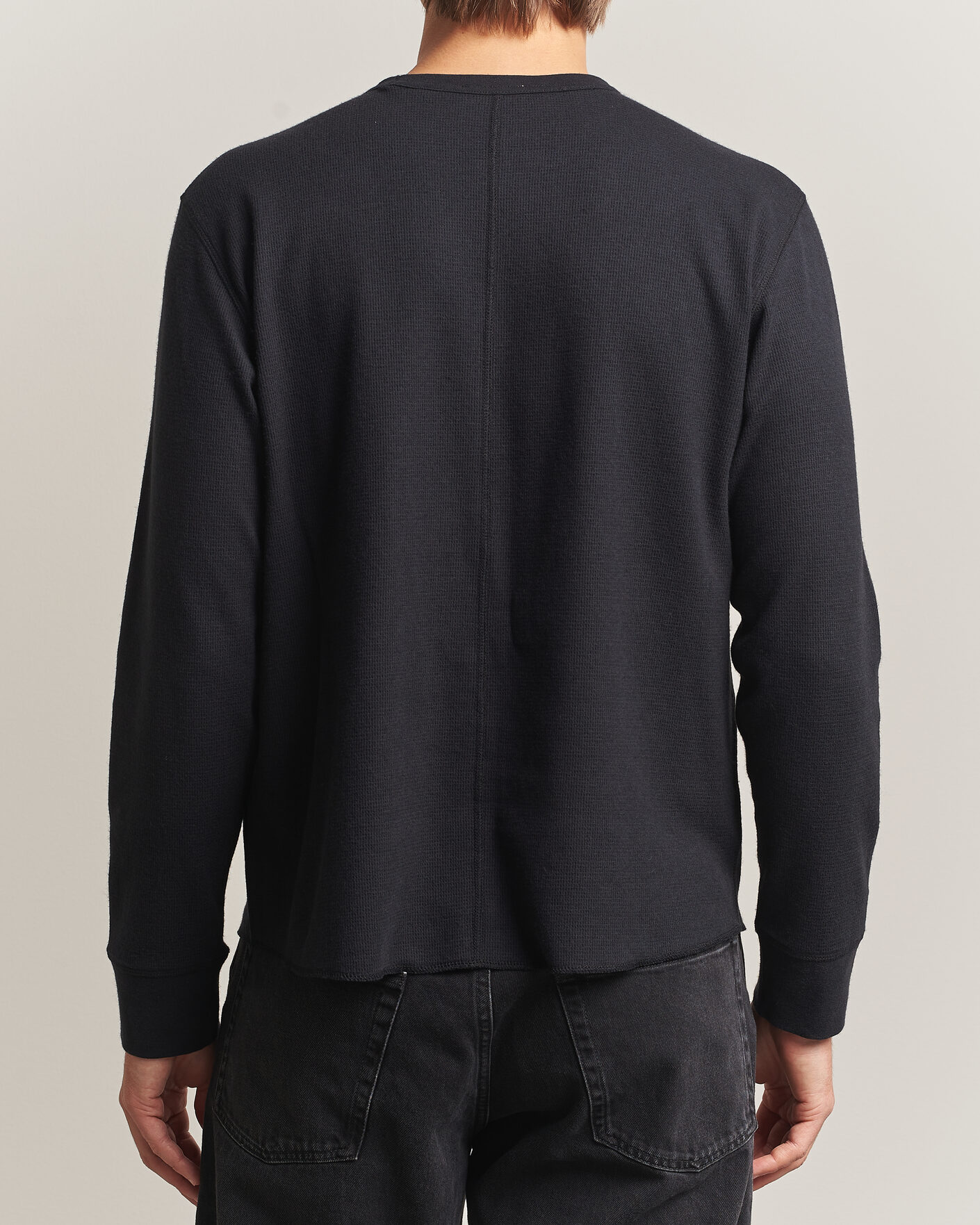 Herren | T-Shirts | Sunflower | Wool Waffle Long Sleeve T-Shirt Black
