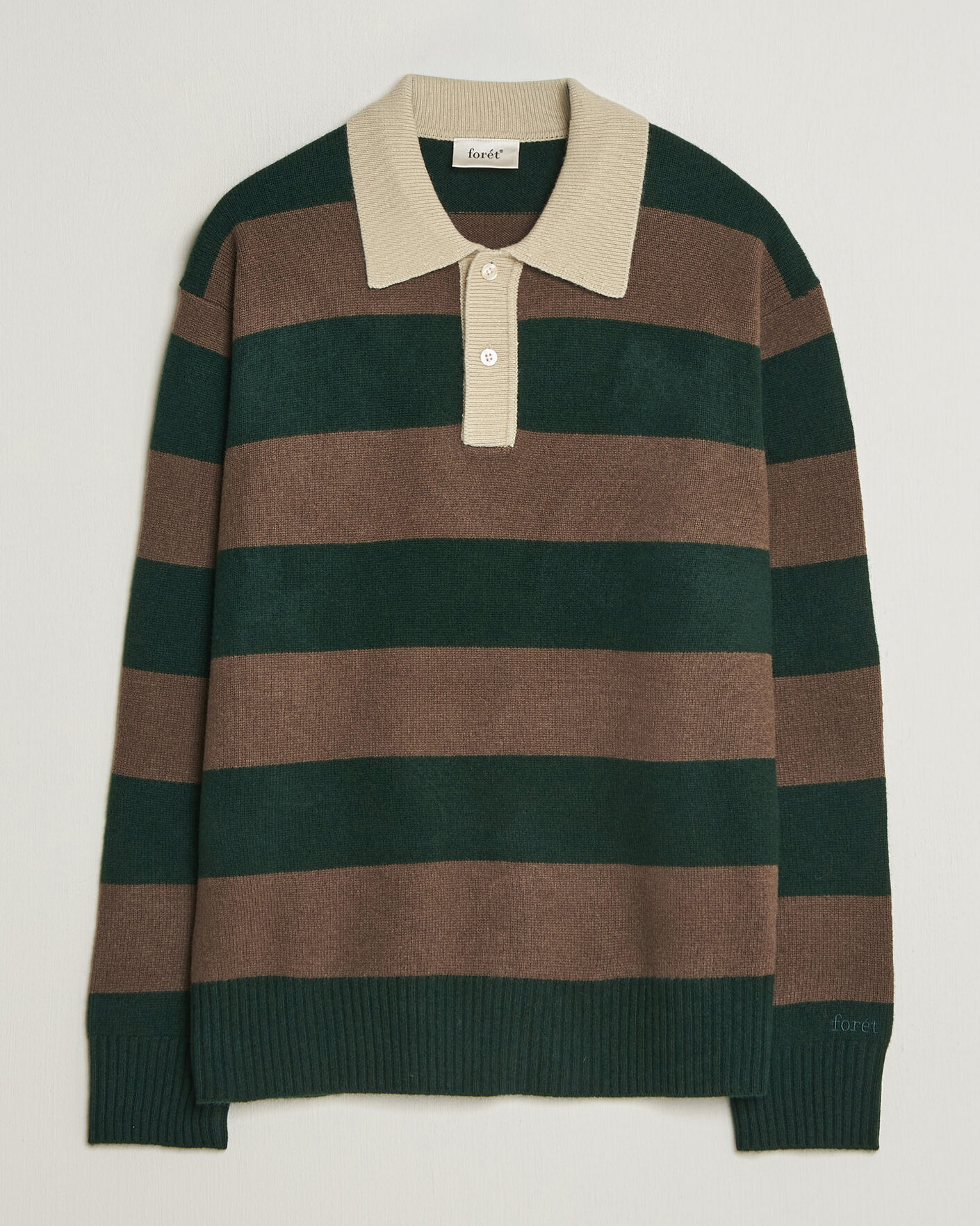 Herren | Pullover | Forét | Frost Stripe Knit Polo Deep Green