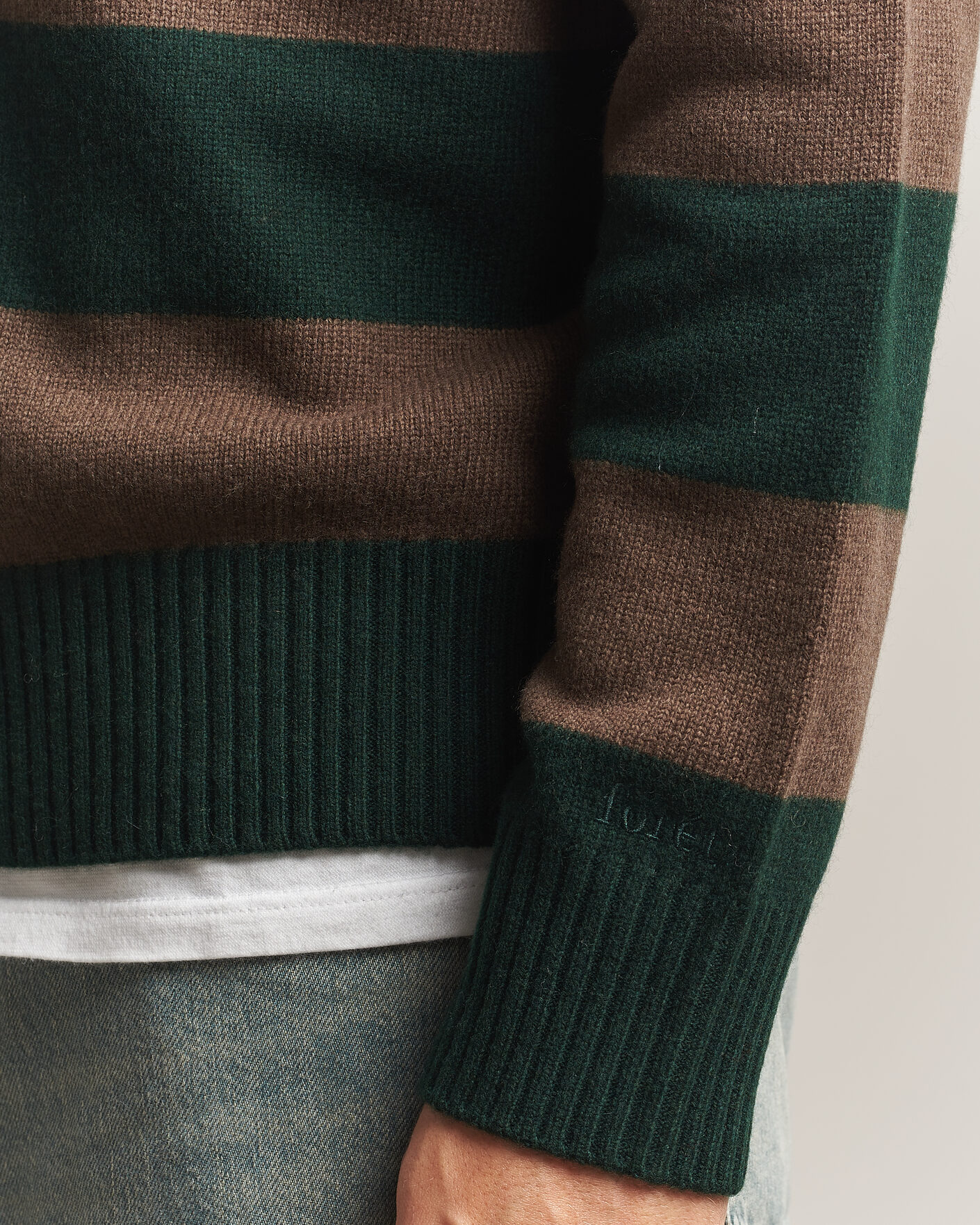 Herren | Pullover | Forét | Frost Stripe Knit Polo Deep Green
