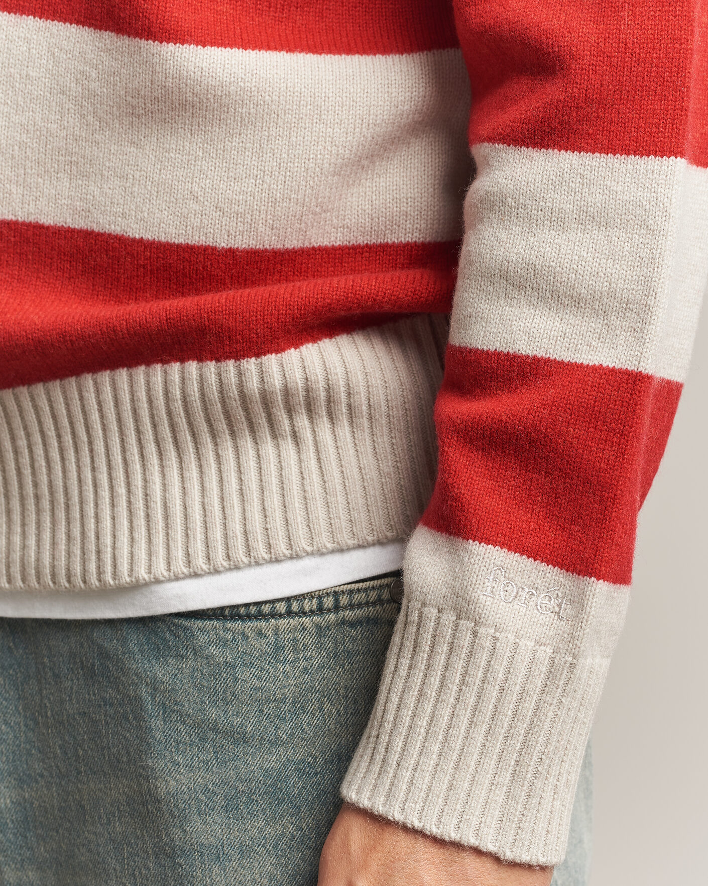 Herren | Pullover | Forét | Frost Stripe Knit Polo Red