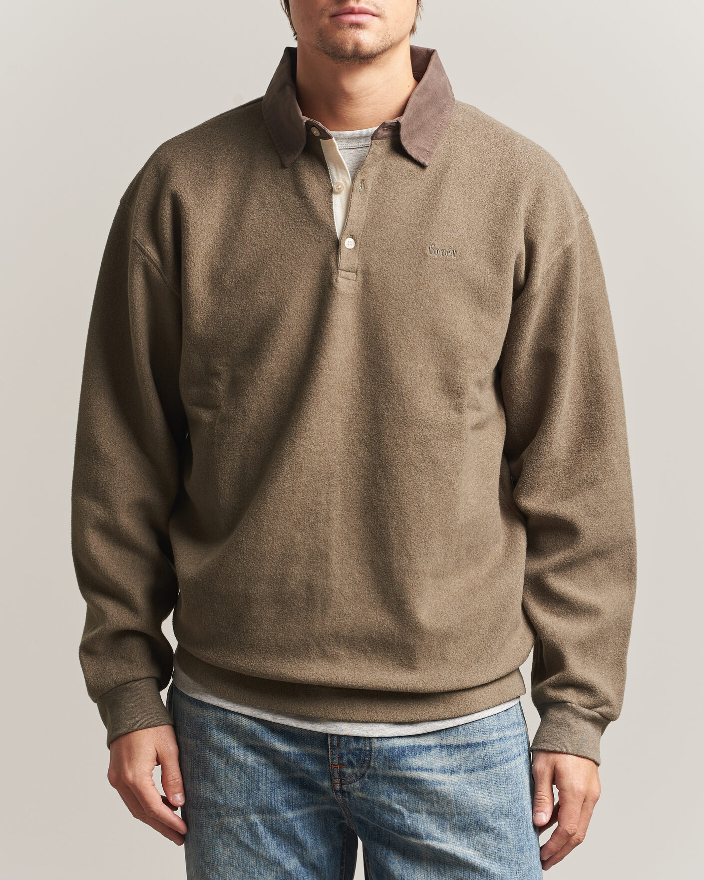 Herren | Pullover | Forét | Herb Brushed Rugby Washed Brown