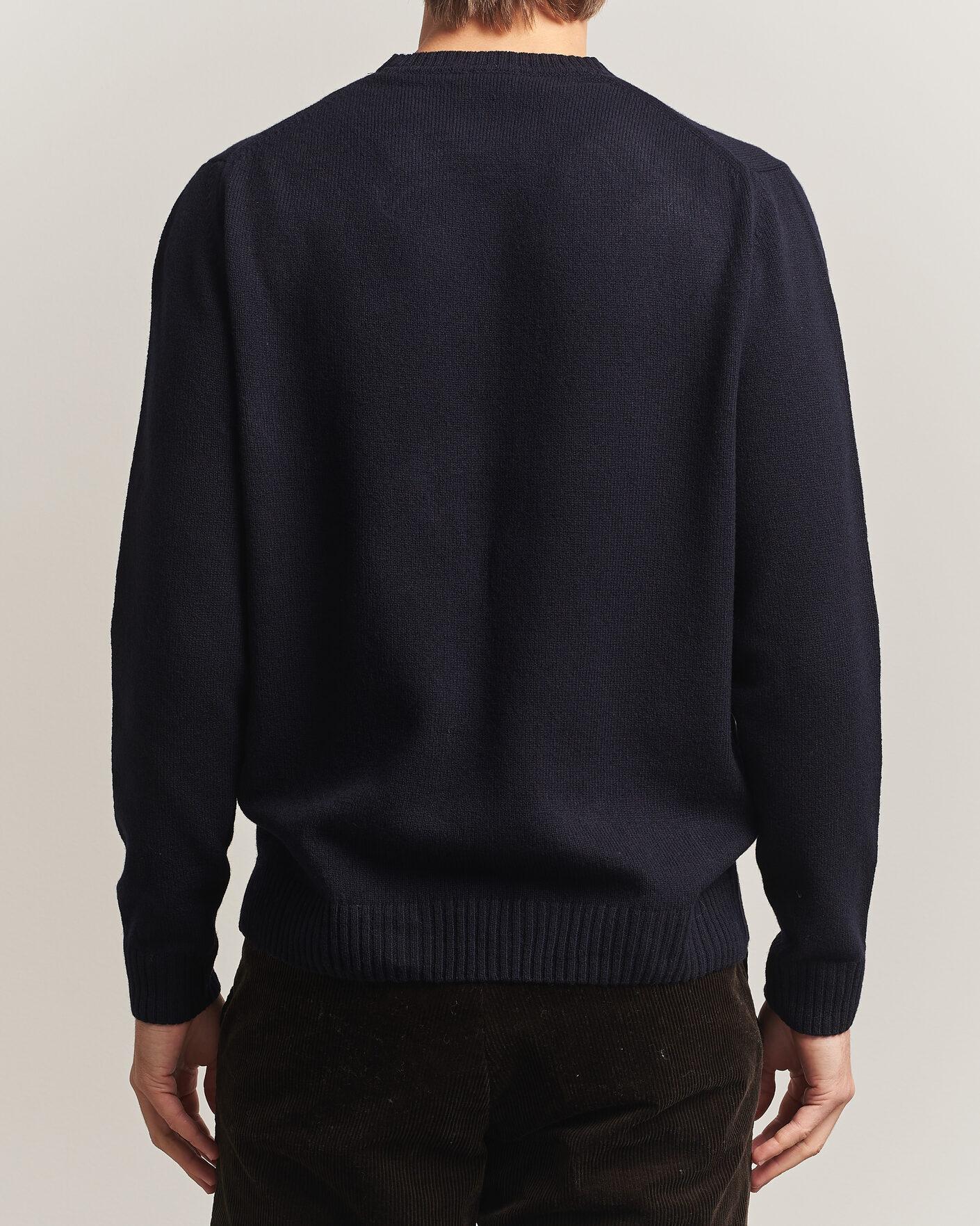 Herren | Pullover | Stenströms | Knitted Lambswool Crew Neck Dark Navy