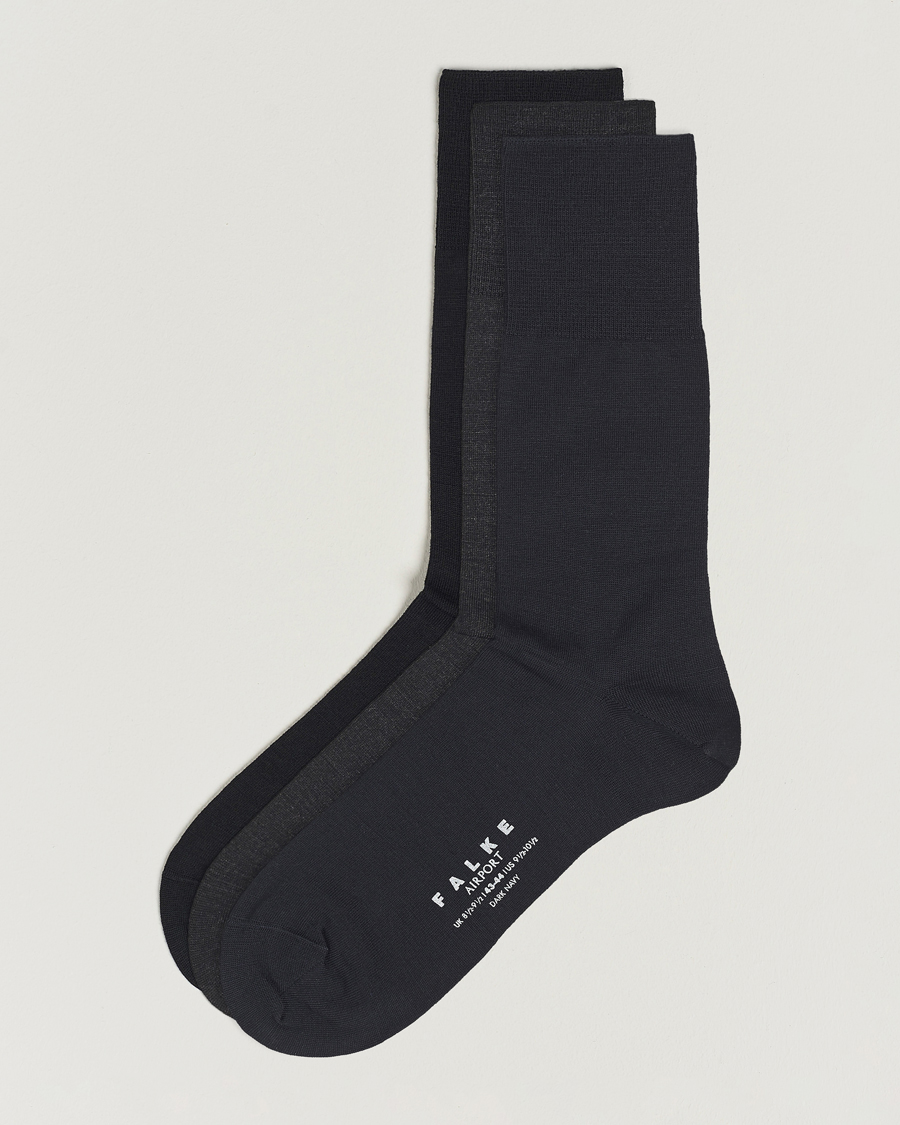 Herren | Socken | Falke | 3-Pack Airport Socks Dark Navy/Black/Anthracite