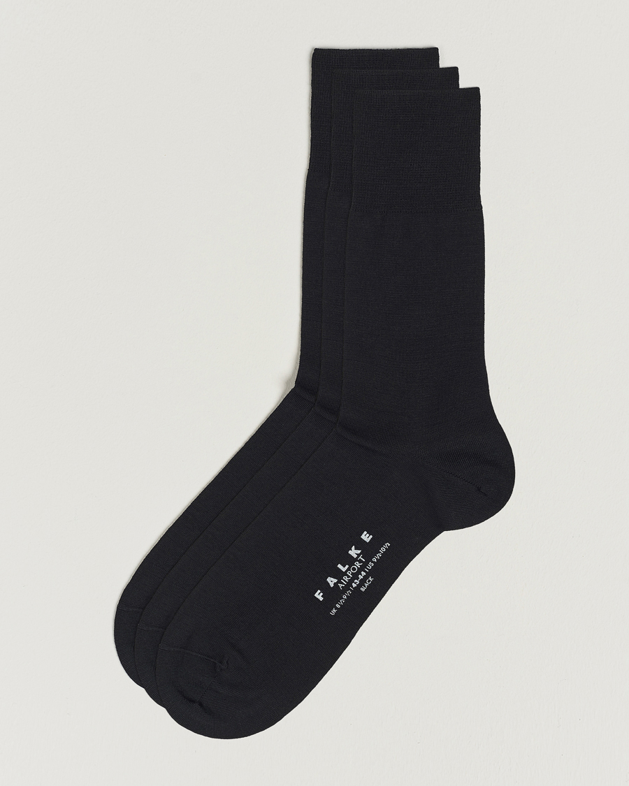 Herren | Socken | Falke | 3-Pack Airport Socks Black