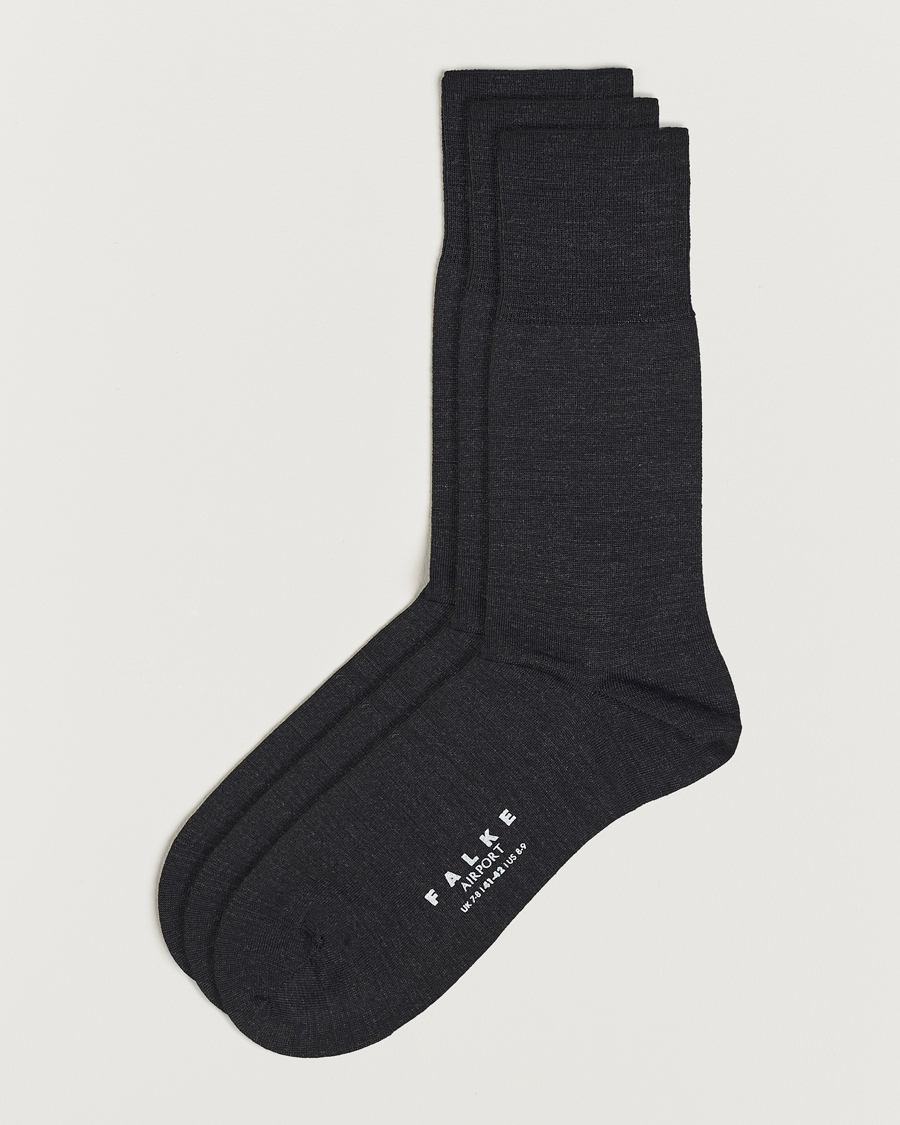 Herren | Socken | Falke | 3-pack Airport Socks Anthracite Melange