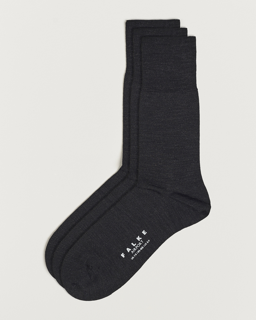 Herren | Unterwäsche | Falke | 3-pack Airport Socks Anthracite Melange