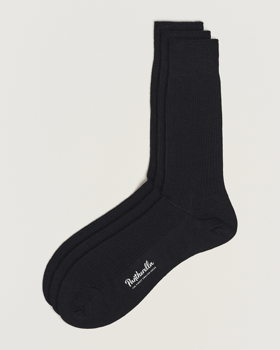 Herren | Socken | Pantherella | 3-Pack Naish Merino/Nylon Sock Black