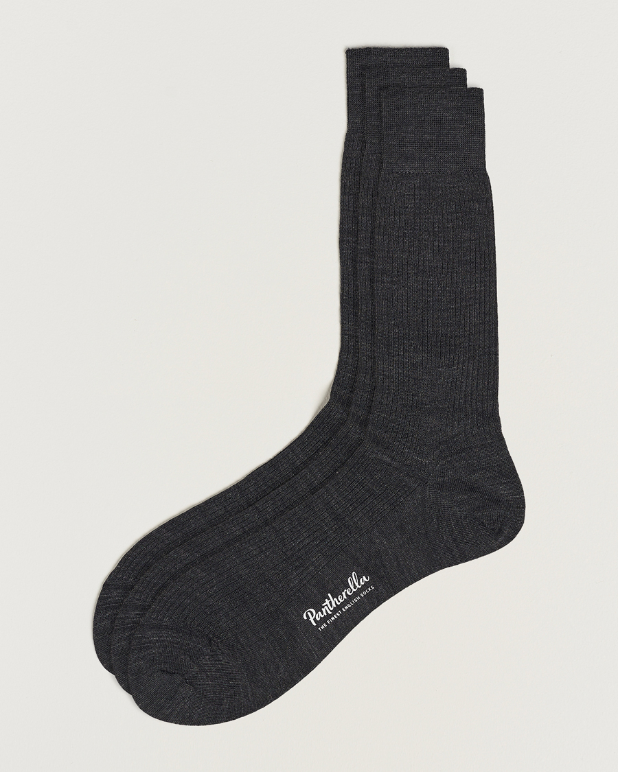 Herren | Unterwäsche | Pantherella | 3-Pack Naish Merino/Nylon Sock Charcoal