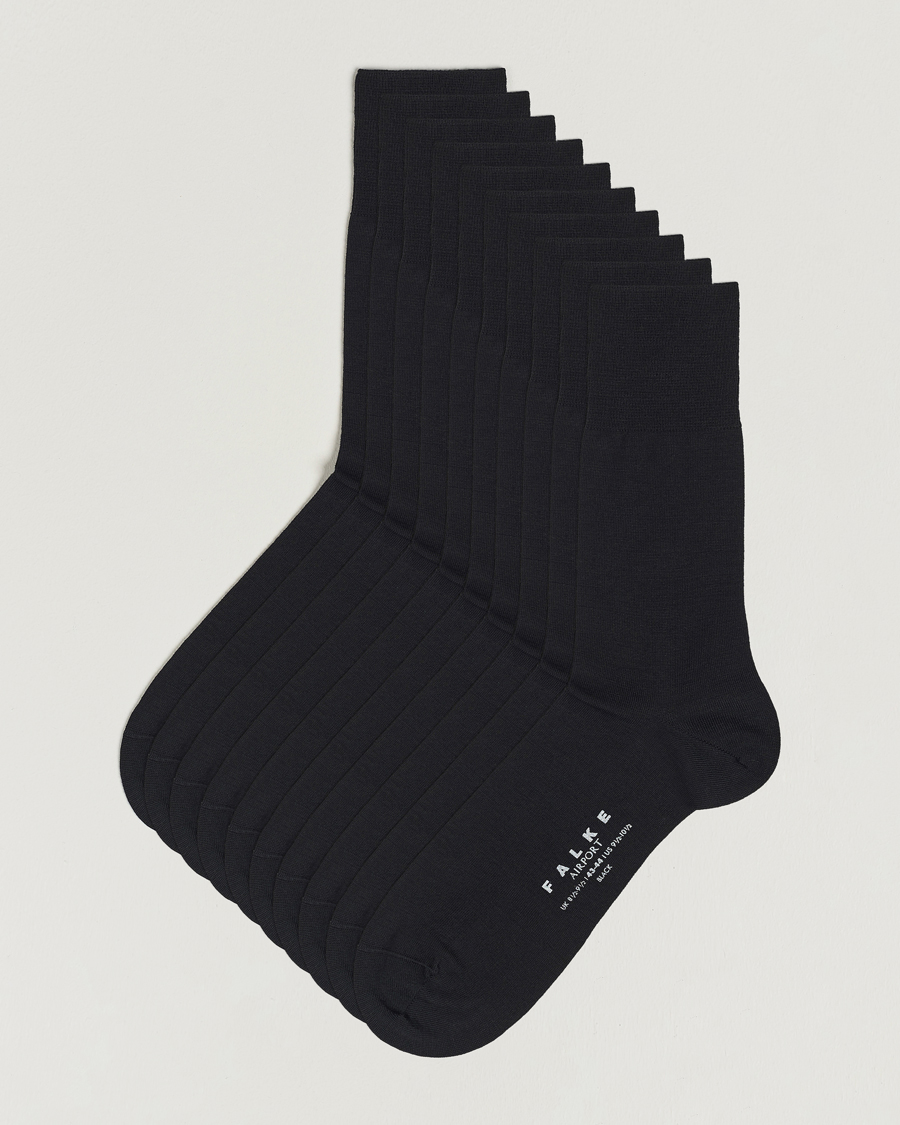 Herren | Normale Socken | Falke | 10-Pack Airport Socks Black