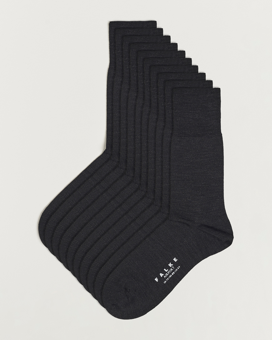 Herren | Normale Socken | Falke | 10-Pack Airport Socks Anthracite Melange
