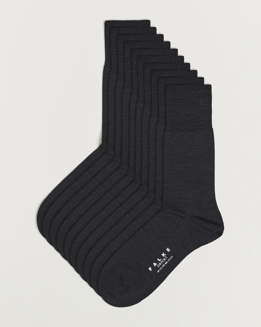 Herren | Unterwäsche | Falke | 10-Pack Airport Socks Anthracite Melange