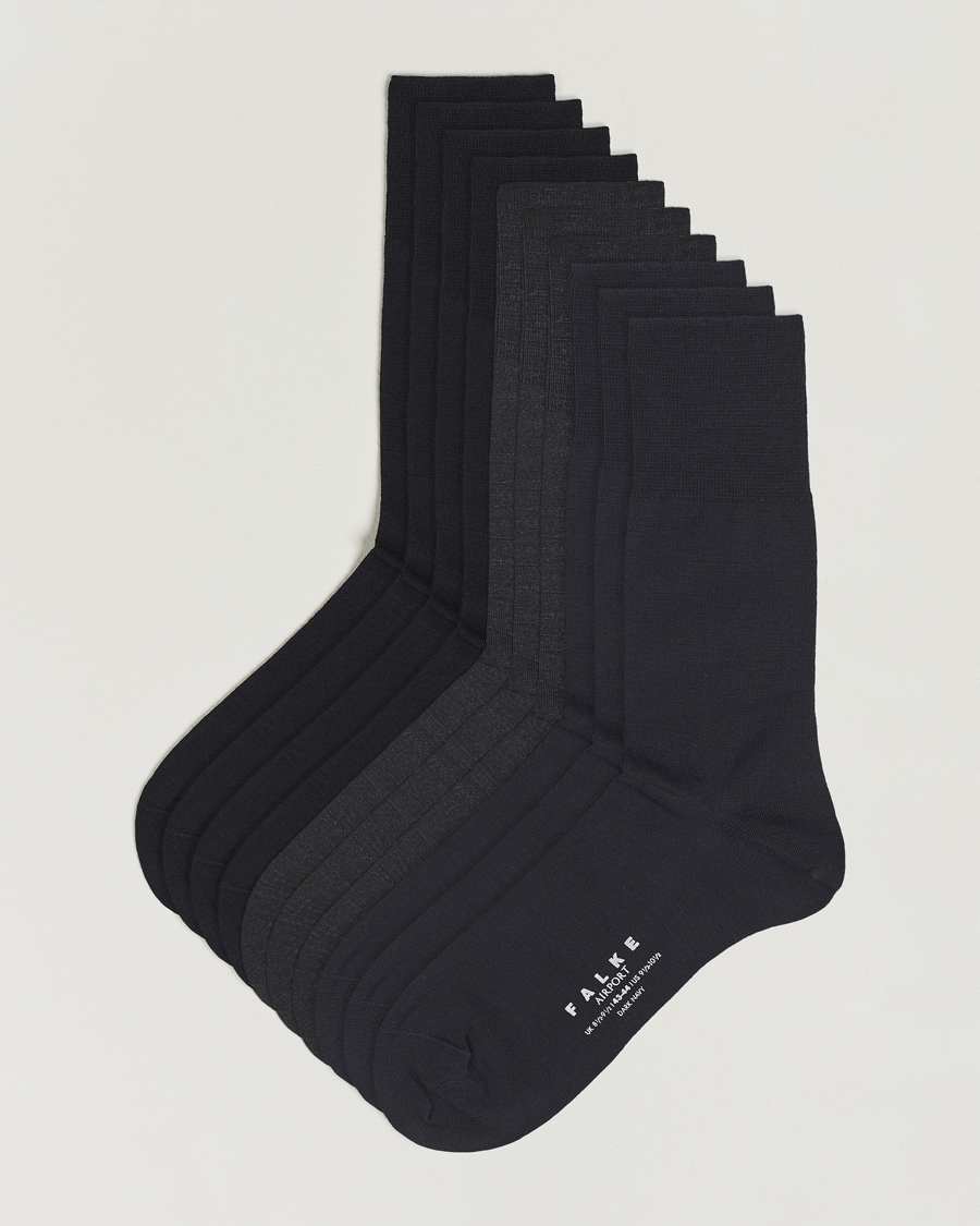 Herren | Unterwäsche | Falke | 10-Pack Airport Socks Black/Dark Navy/Anthracite Melange