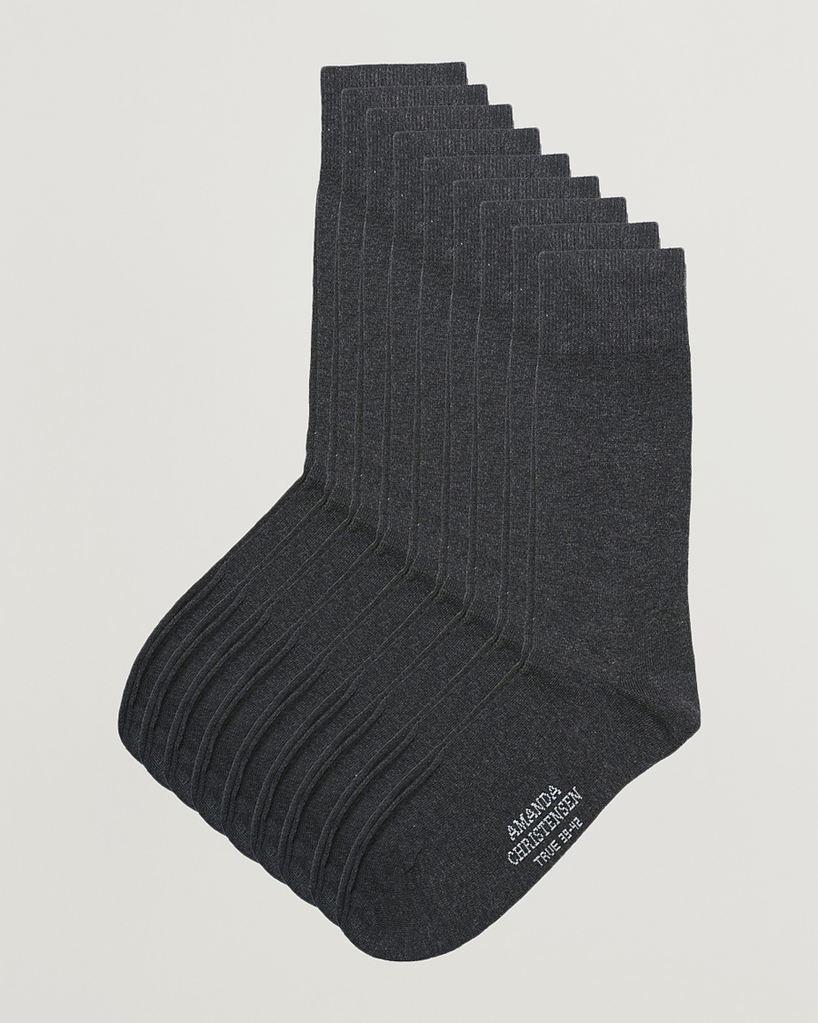 Herren | Unterwäsche | Amanda Christensen | 9-Pack True Cotton Socks Antrachite Melange