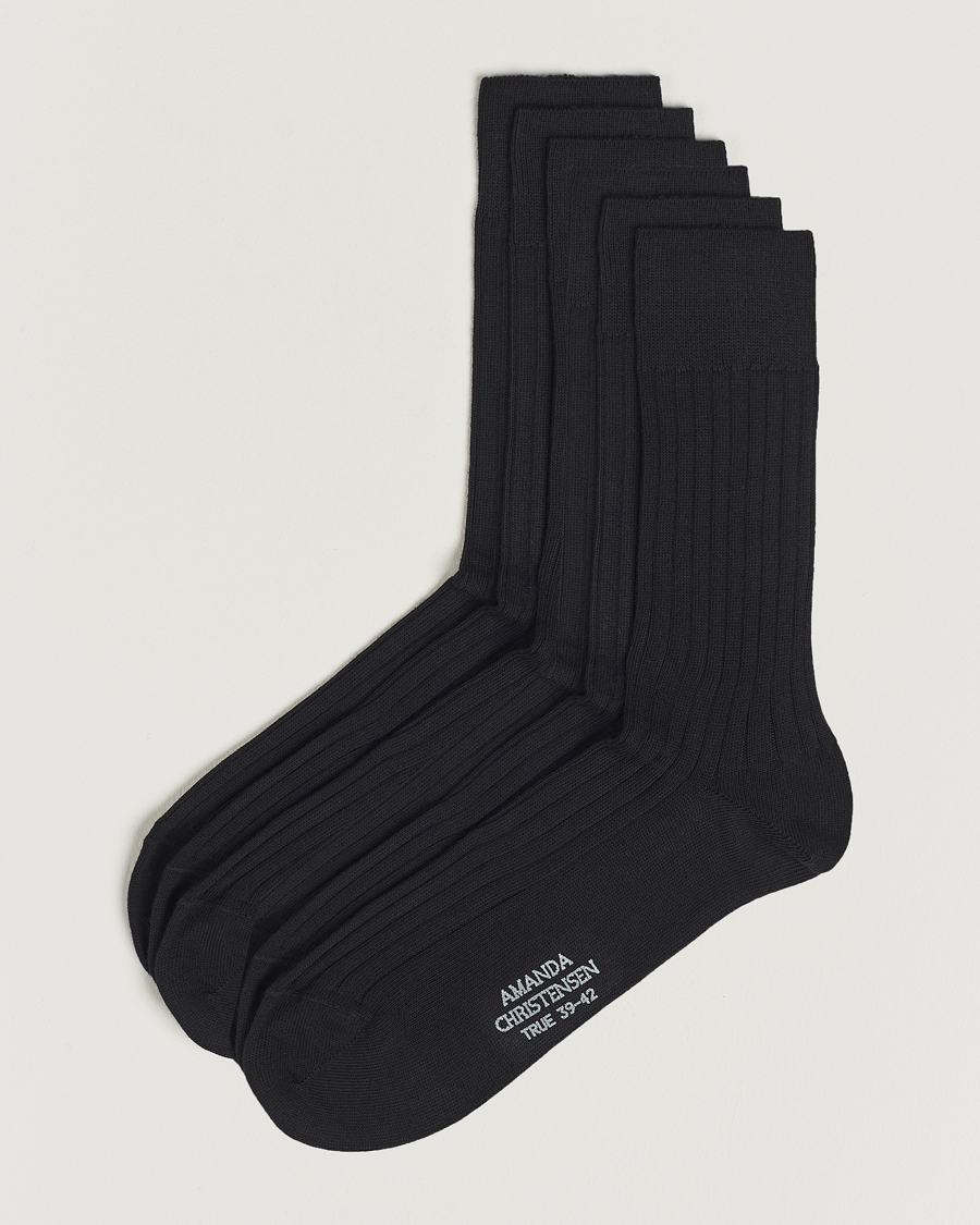 Herren | Unterwäsche | Amanda Christensen | 6-Pack True Cotton Ribbed Socks Black