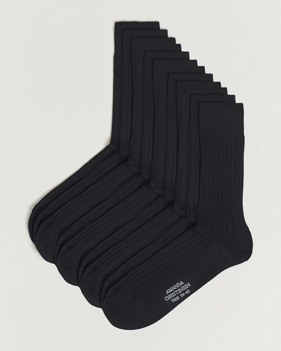 Herren | Unterwäsche | Amanda Christensen | 12-Pack True Cotton Ribbed Socks Black