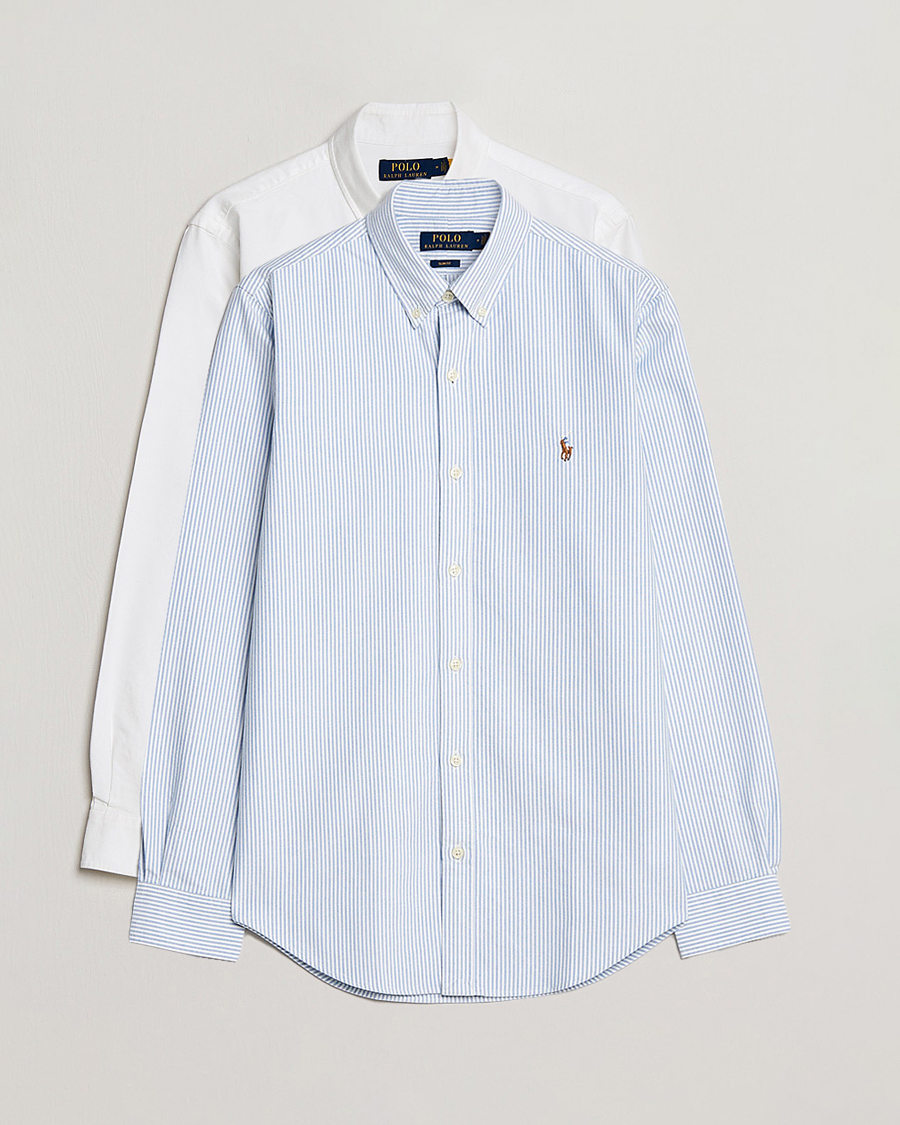 Herren | Hemden | Polo Ralph Lauren | 2-Pack Slim Fit Shirt Oxford White/Stripes Blue