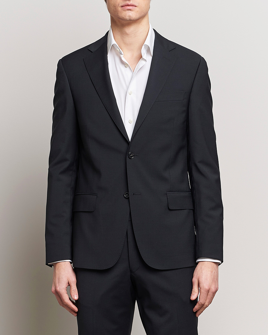 Herren | Zweiteilige Anzüge | Oscar Jacobson | Edmund Wool Stretch Suit Black