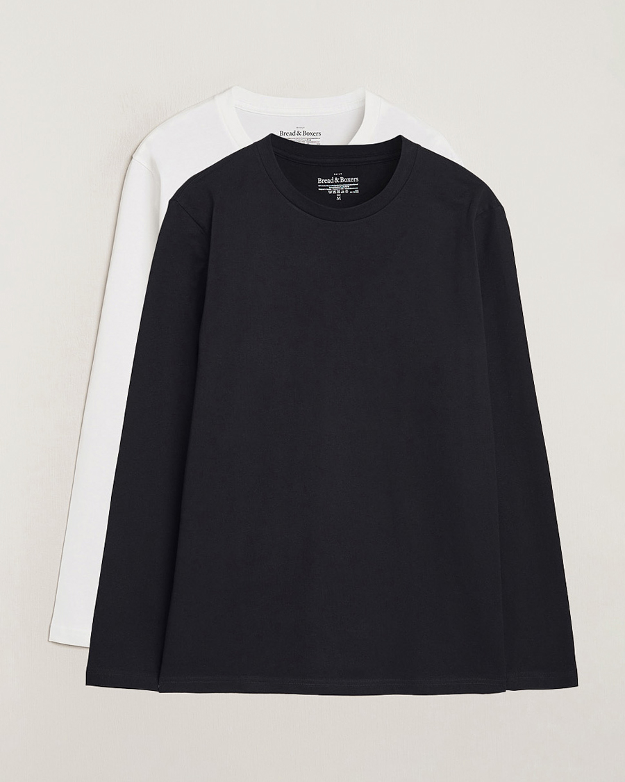 Herren | T-Shirts | Bread & Boxers | 2-pack Long Sleeve T-Shirts White/Black