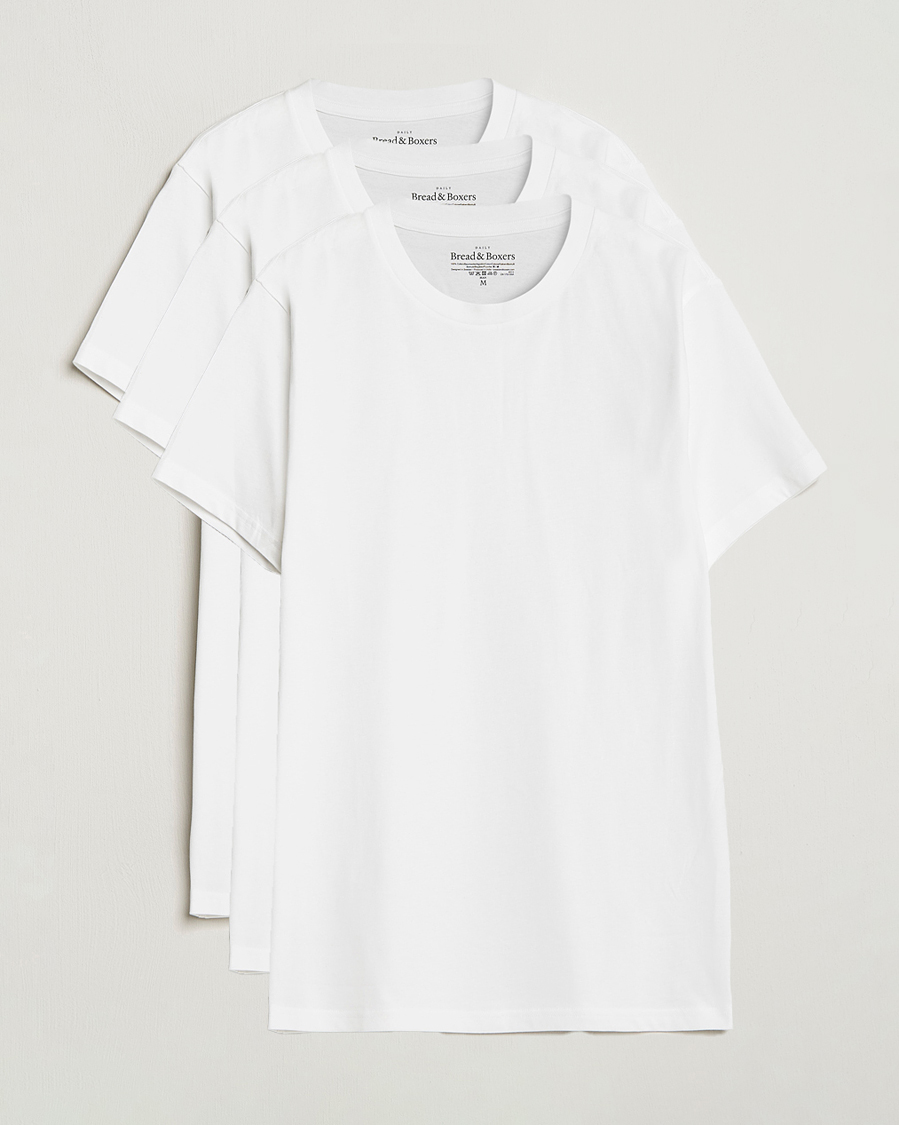Herren | T-Shirts | Bread & Boxers | 3-pack Crew Neck Regular T-Shirt White