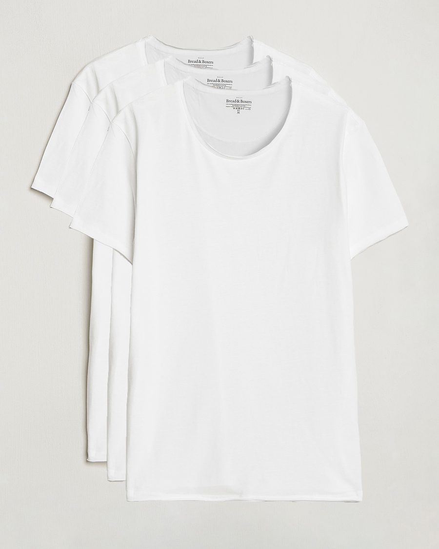 Herren | T-Shirts | Bread & Boxers | 3-pack Crew Neck Relaxed White