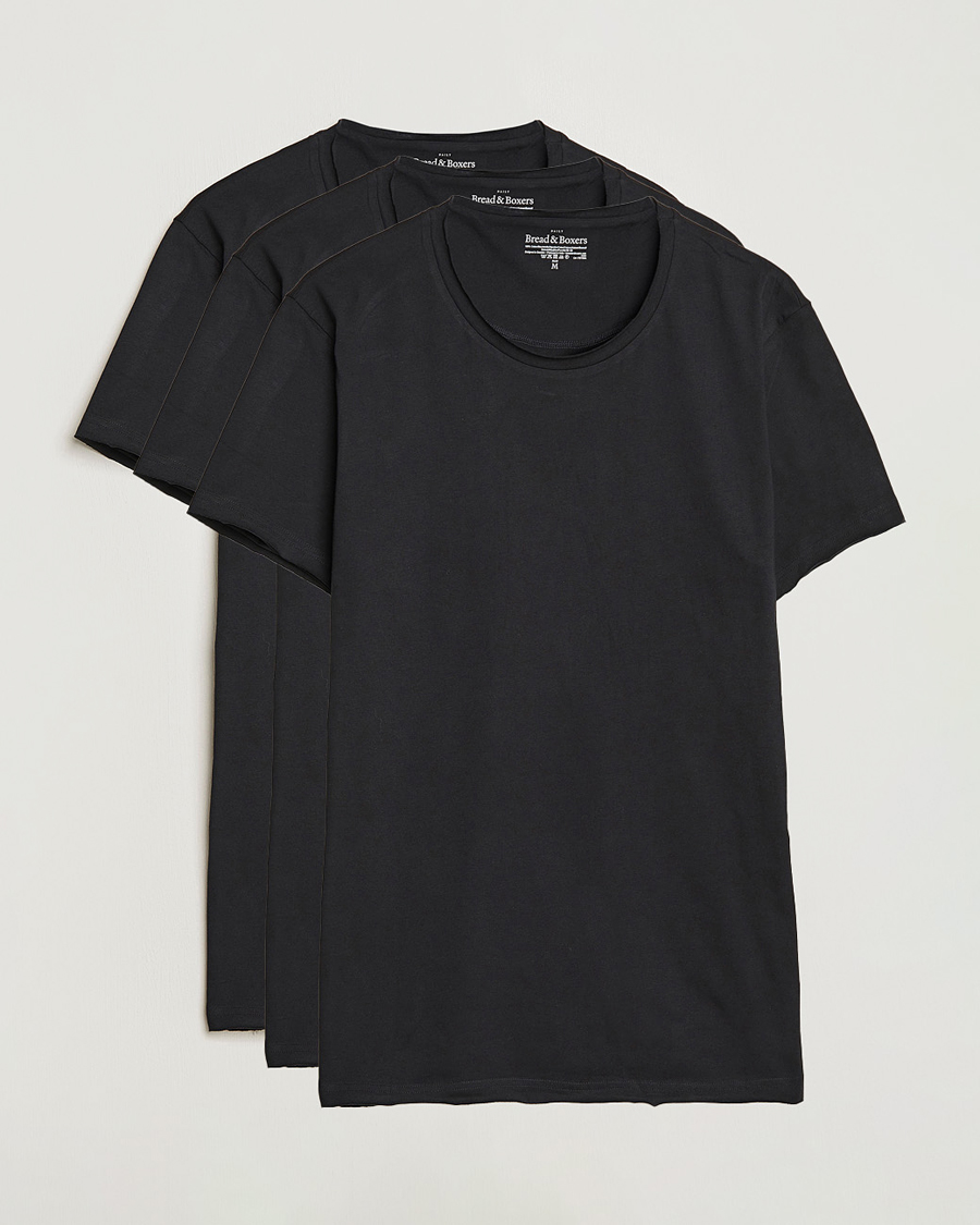 Herren | T-Shirts | Bread & Boxers | 3-pack Crew Neck Relaxed Black