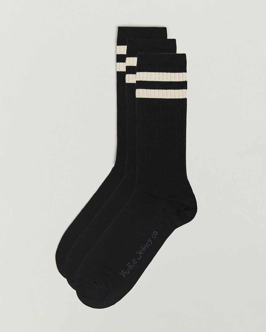 Herren | Unterwäsche | Nudie Jeans | 3-pack Amundsson Tennis Socks Black/White