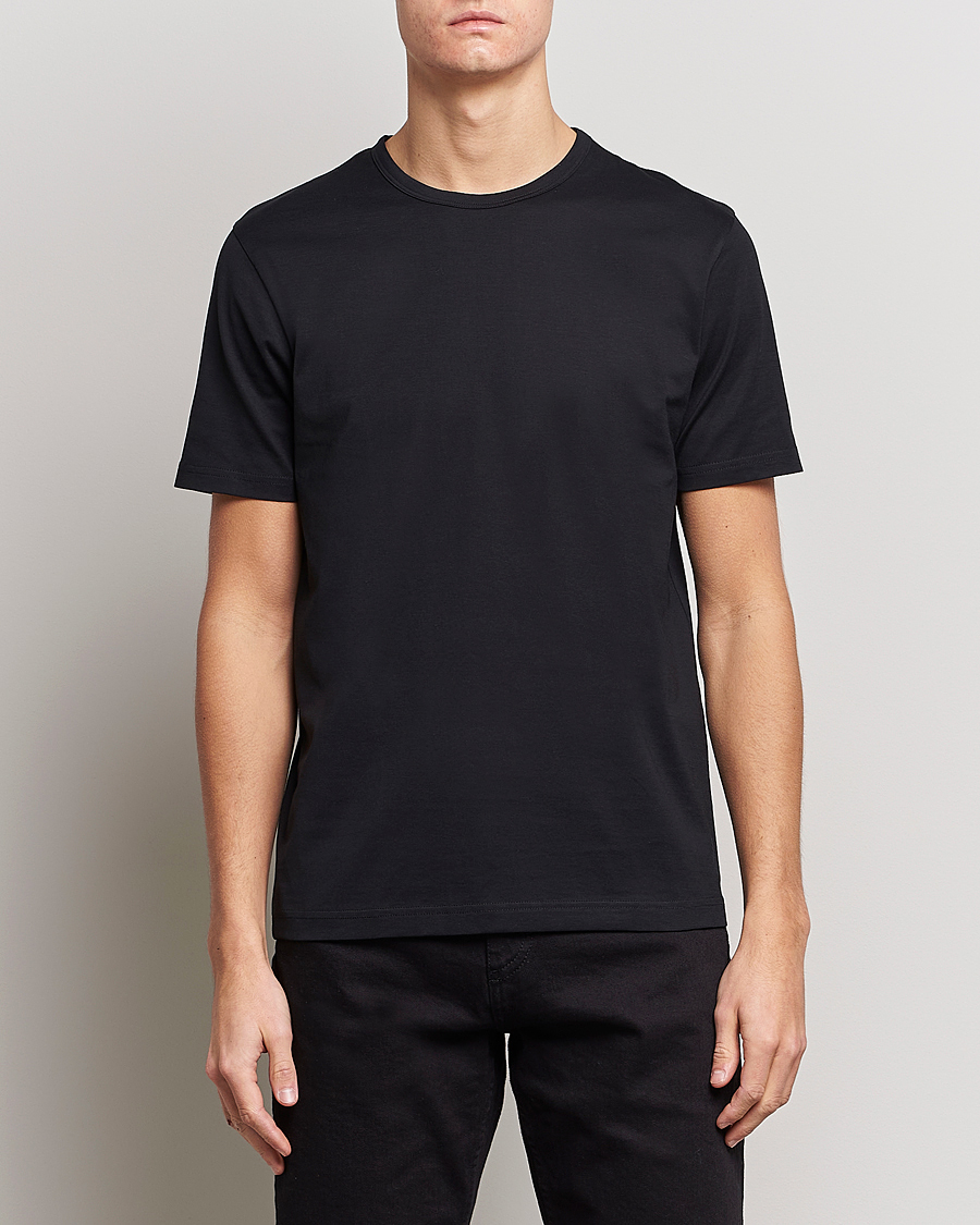 Herren | T-Shirts | Sunspel | 2-Pack Crew Neck Q82 Cotton T-Shirt Black