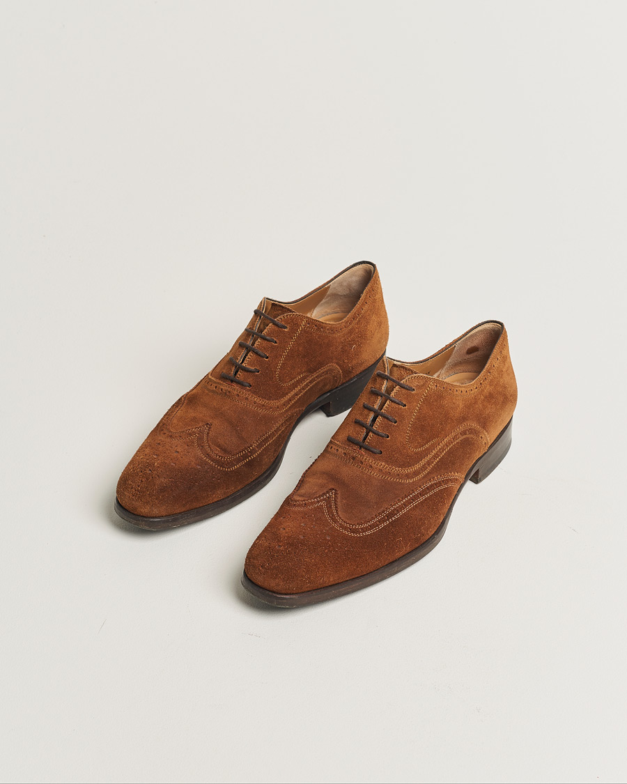 Herren | Magnanni Oxford Brogue Brown Suede 42,5 | Pre-owned | Magnanni Oxford Brogue Brown Suede 42,5