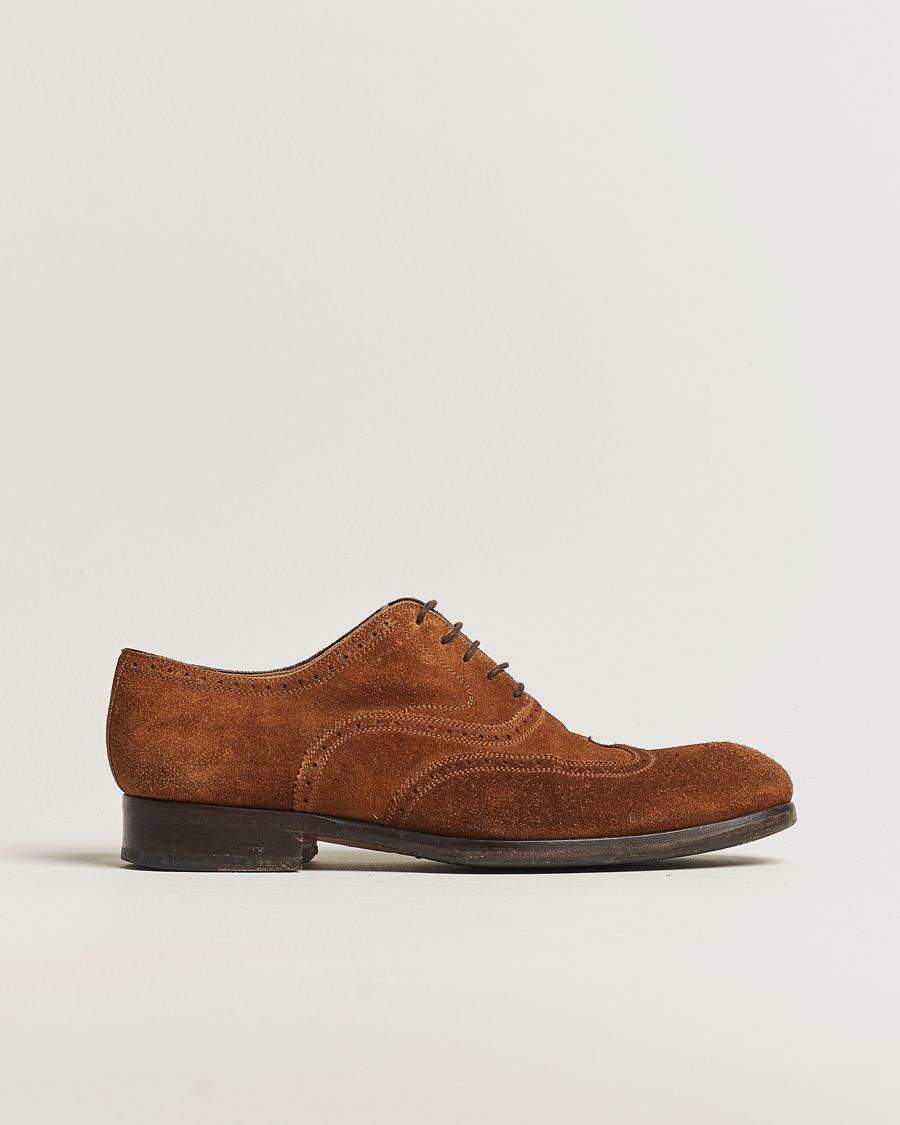 Herren | Magnanni Oxford Brogue Brown Suede 42,5 | Pre-owned | Magnanni Oxford Brogue Brown Suede 42,5