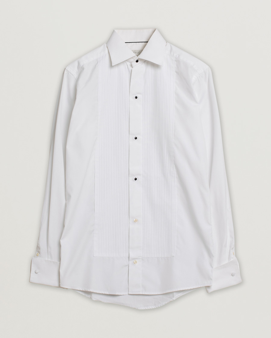 Herren | Eton Slim Fit Tuxedo Shirt Black Ribbon White | Pre-owned | Eton Slim Fit Tuxedo Shirt Black Ribbon White