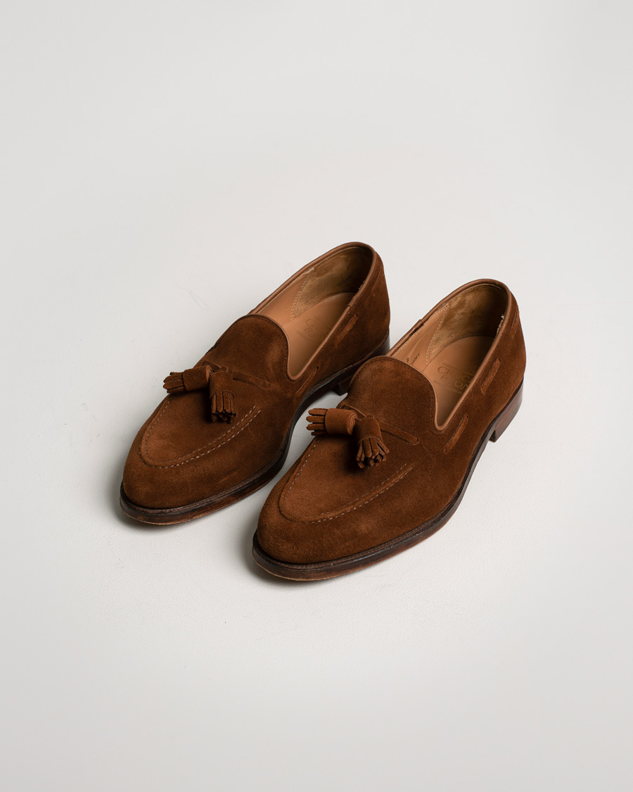 Herren | Crockett & Jones Cavendish Tassel Loafer Polo Suede | Pre-owned | Crockett & Jones Cavendish Tassel Loafer Polo Suede