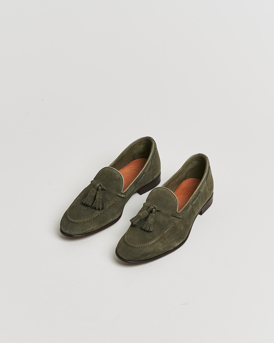 Herren | Pre-owned Rahmengenähte Schuhe | Pre-owned | Carmina Unlined Tassel Loafers Grey Suede UK6 - EU39